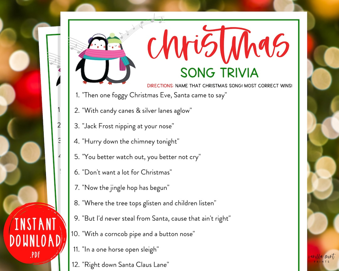 Christmas Song Trivia Game | Christmas Music Trivia Printable within Christmas Song Trivia with Answers Printable