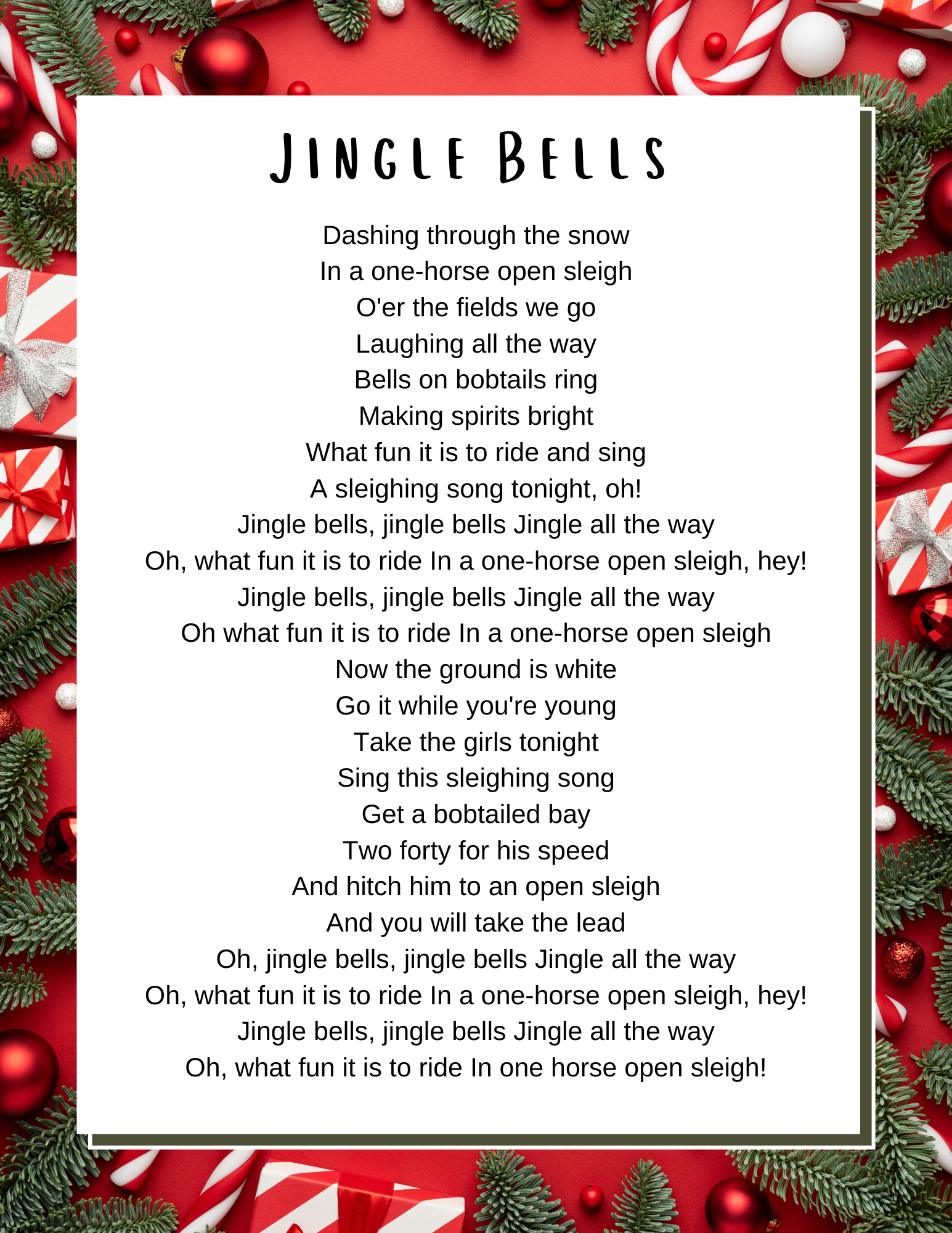 Christmas Songs Lyrics - Lyrics To Popular Christmas Carols inside Free Christmas Carol Lyrics Printable