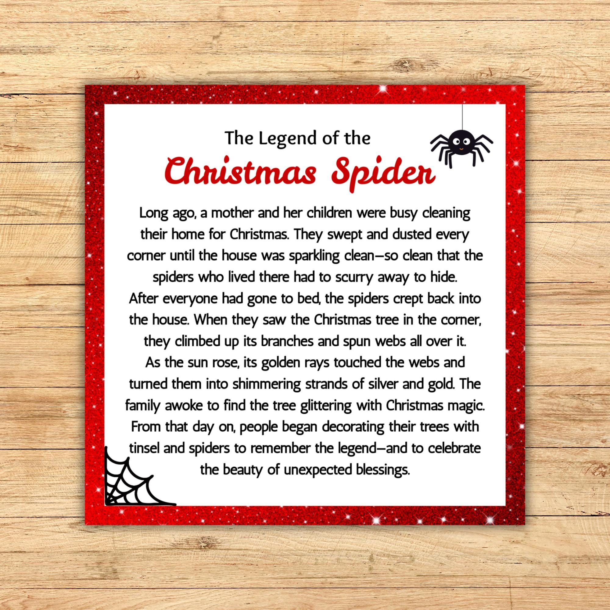 Christmas Spider Story Printable - Etsy in Free Printable Christmas Spider Story Printable