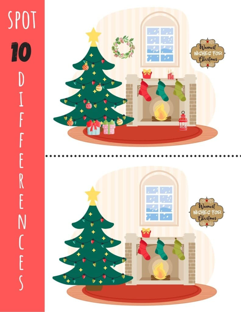 Christmas Spot The Difference - Free Printable! - Kids Activity Zone throughout Find the Difference Christmas Pictures Printable