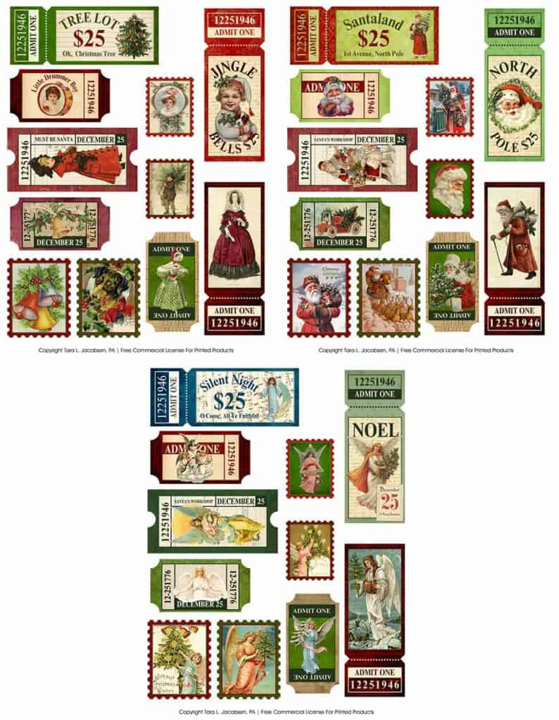 Christmas Stamps And Tickets - Free Printable · Artsy Fartsy Life intended for Free Printable Christmas Stamps
