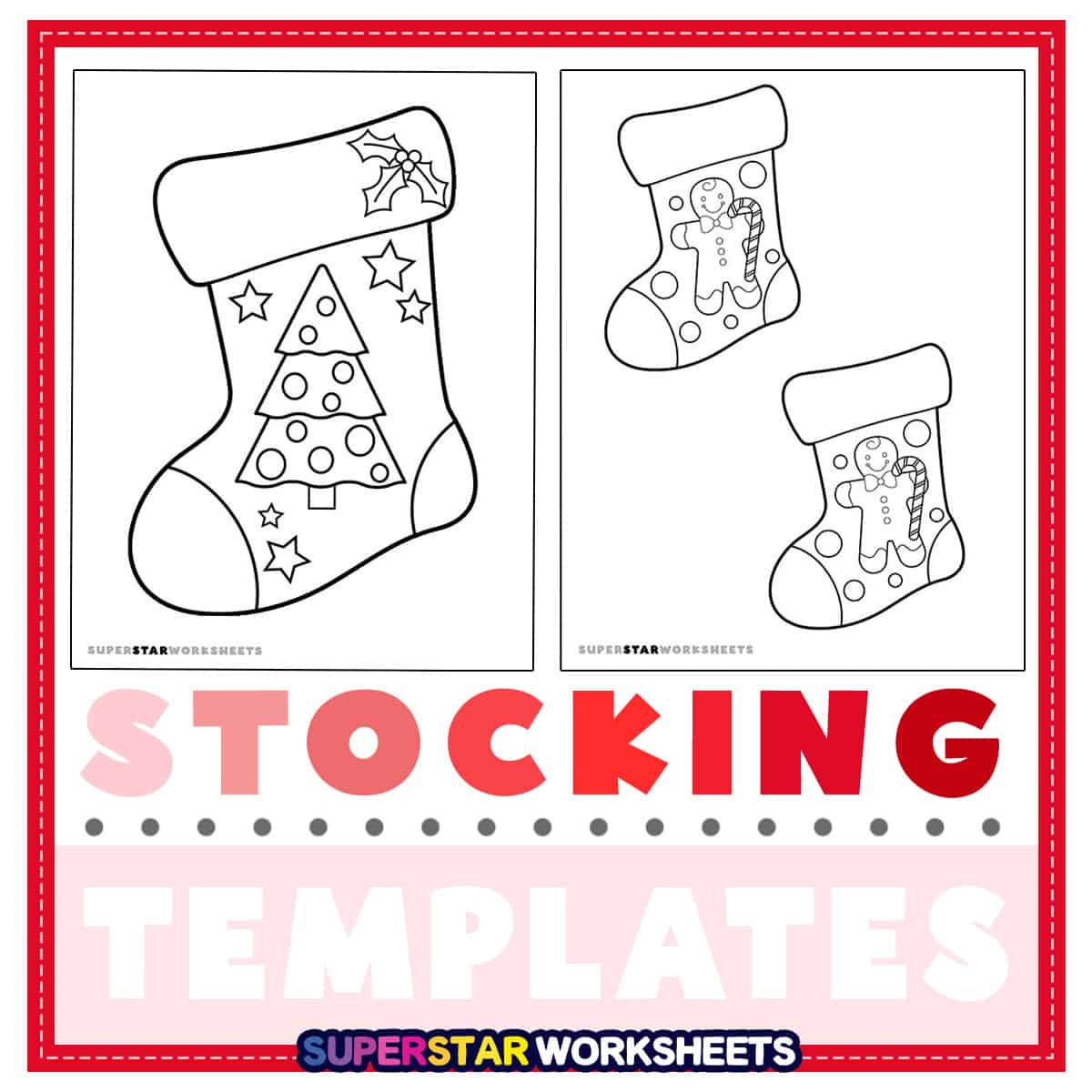 Christmas Stocking Template (Free Printables) - Superstar Worksheets in Christmas Stocking Template Free Printable