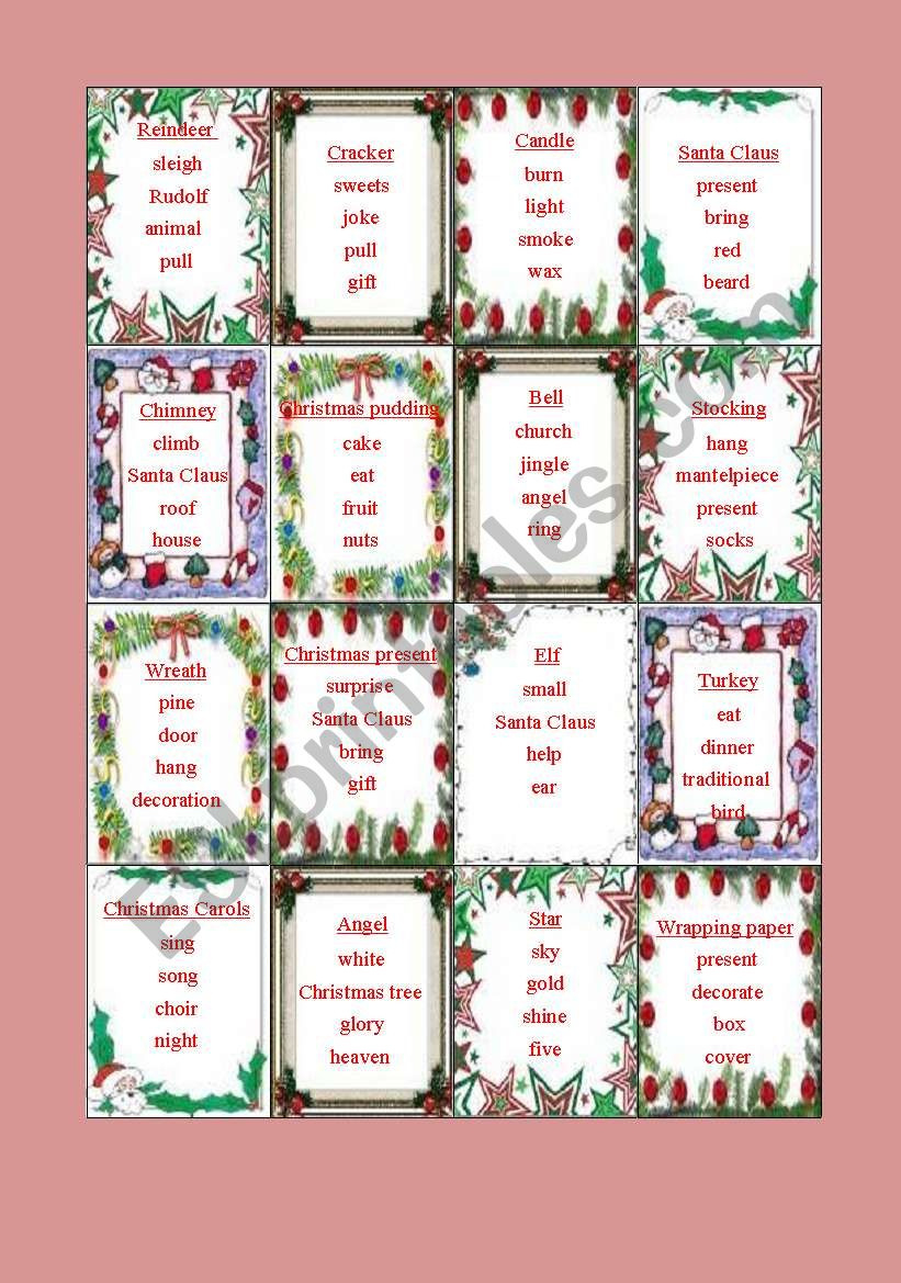 Christmas Taboo - Esl Worksheetcsillagbimbo intended for Christmas Taboo Card Printable