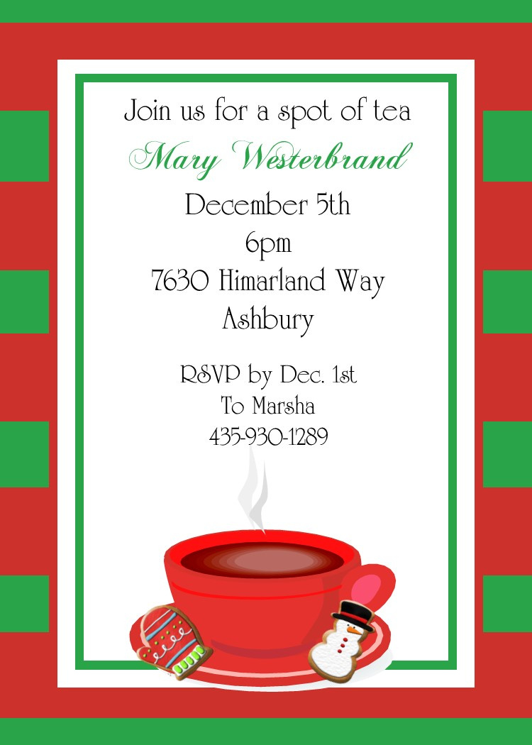 Christmas Tea Party Invitations 2022 for Free Printable Christmas Tea Party Invitation