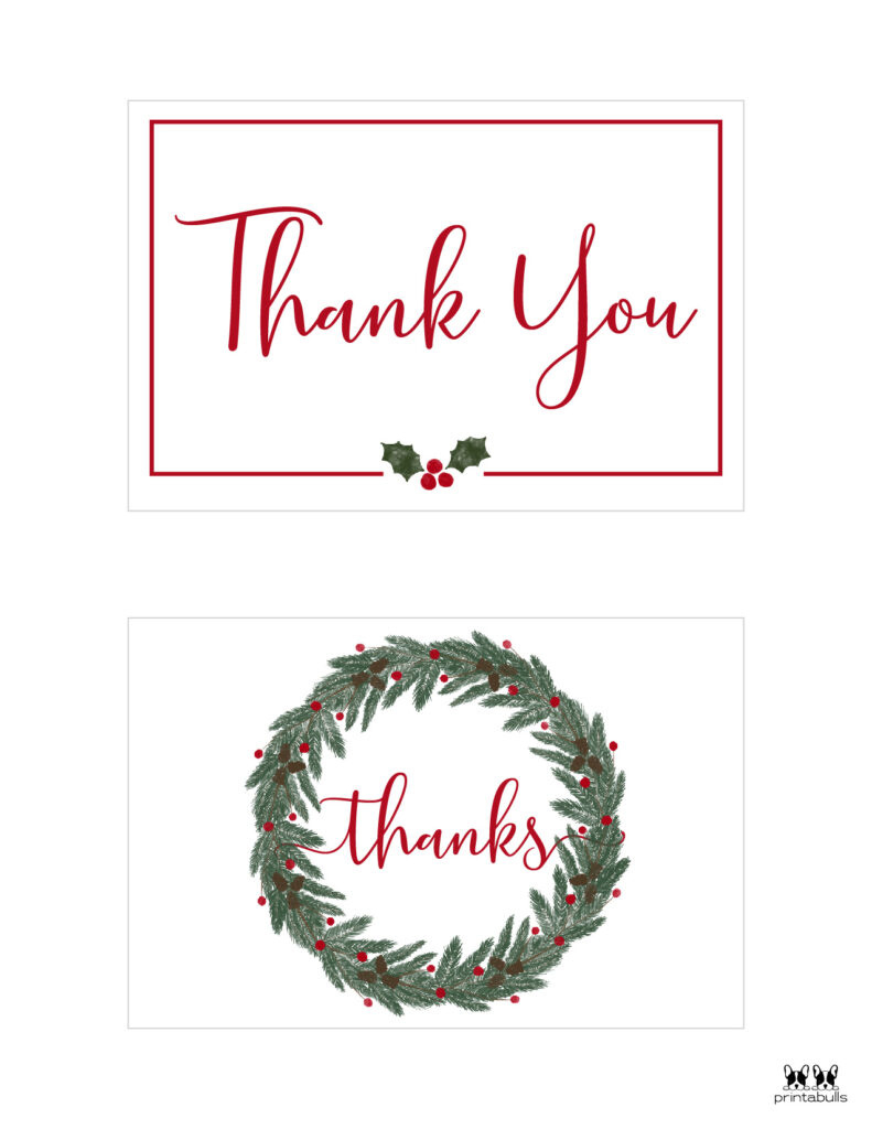 Christmas Thank You Cards - 25 Free Printable Cards | Printabulls intended for Christmas Thank You Printable