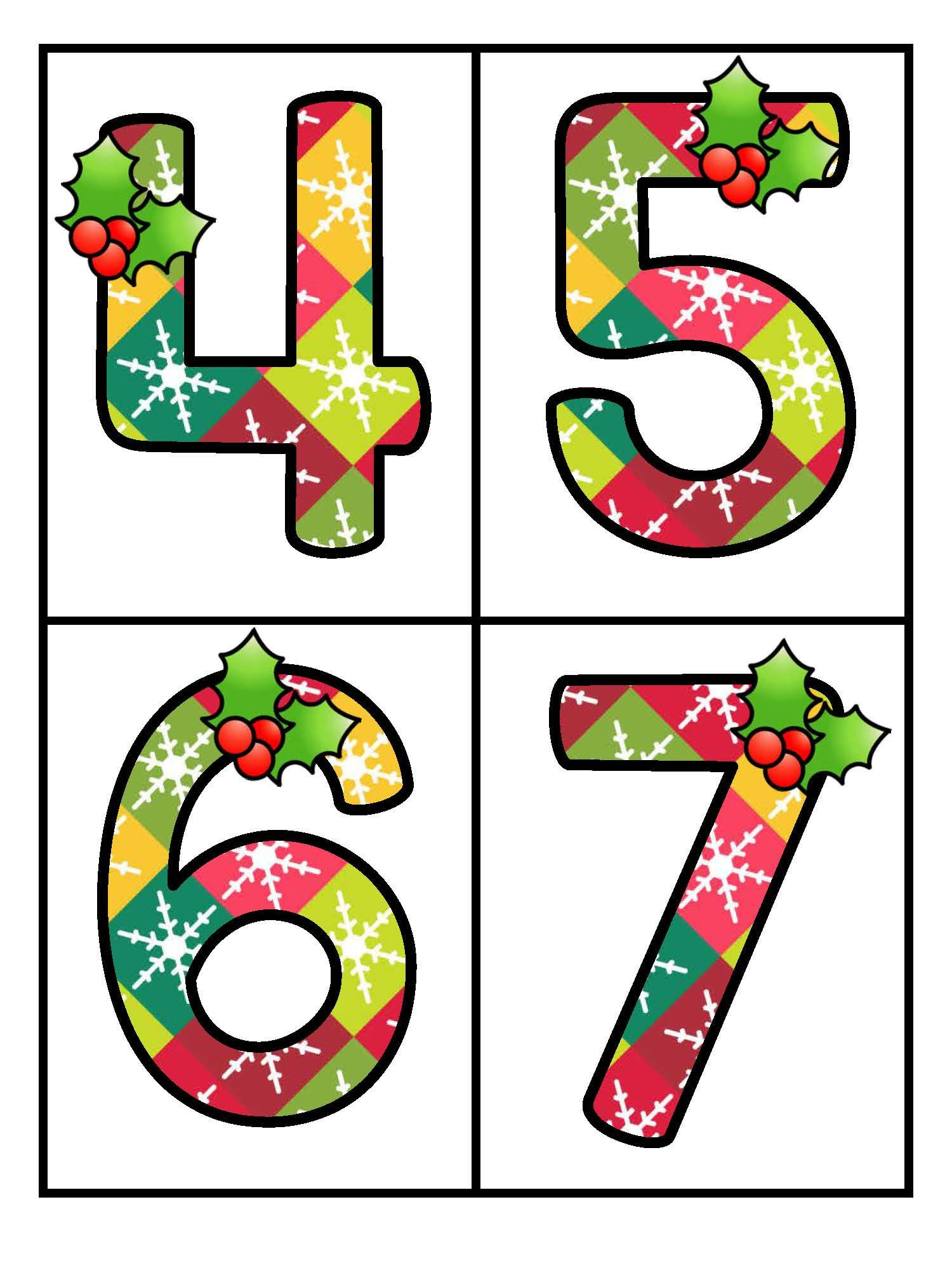 Christmas Theme Large Numbers Flashcards 0-25 - Make Activities pertaining to Large Printable Christmas Numbers
