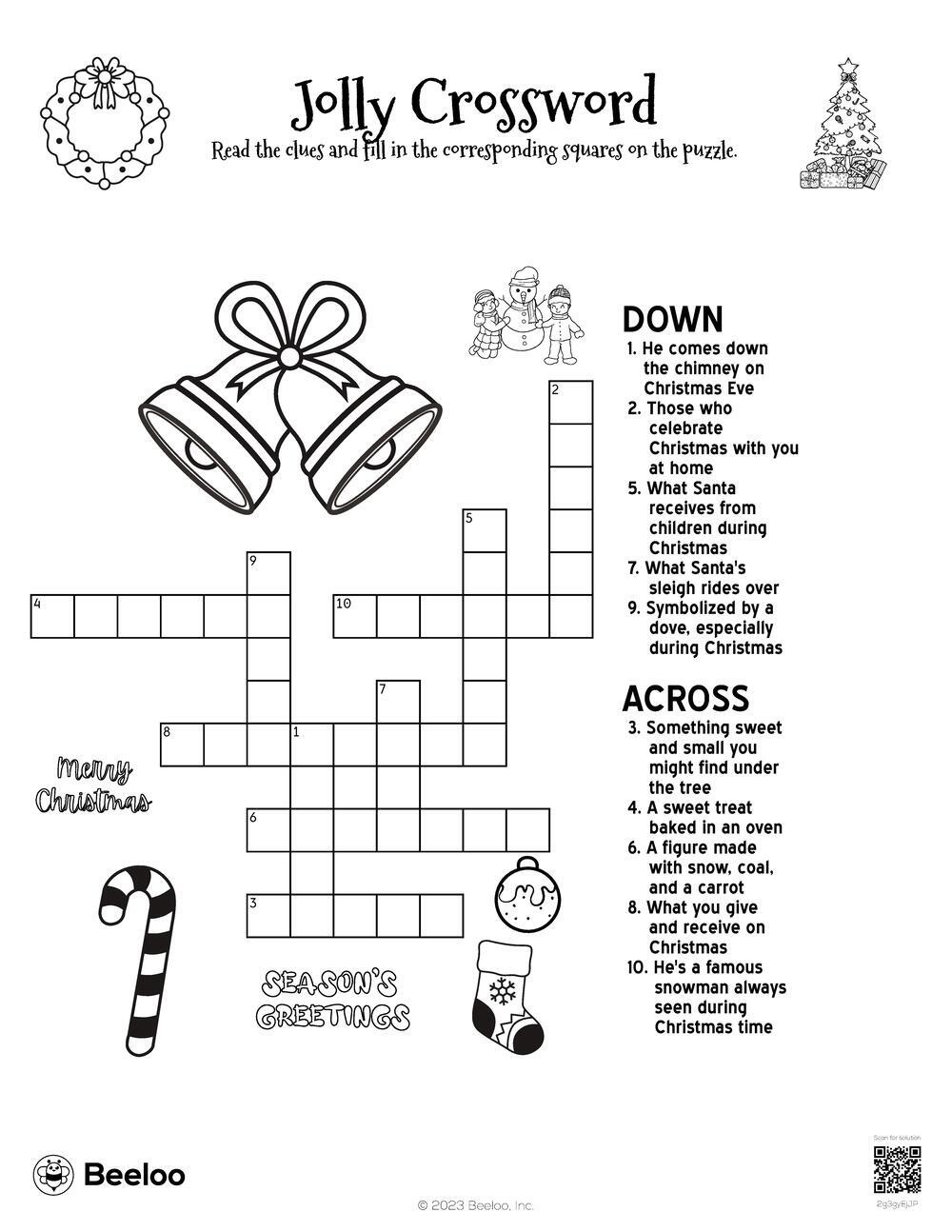 Christmas-Themed Crossword Puzzles • Beeloo Printable Crafts And inside Christmas Themed Crossword Puzzles Printable