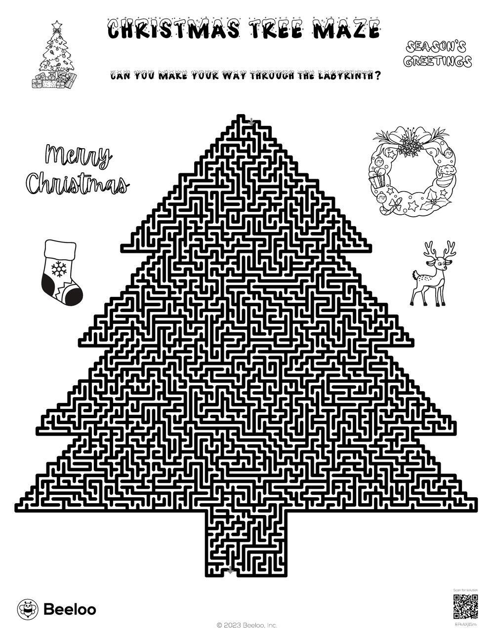 Christmas-Themed Mazes • Beeloo Printable Crafts And Activities throughout Difficult Christmas Maze Printable