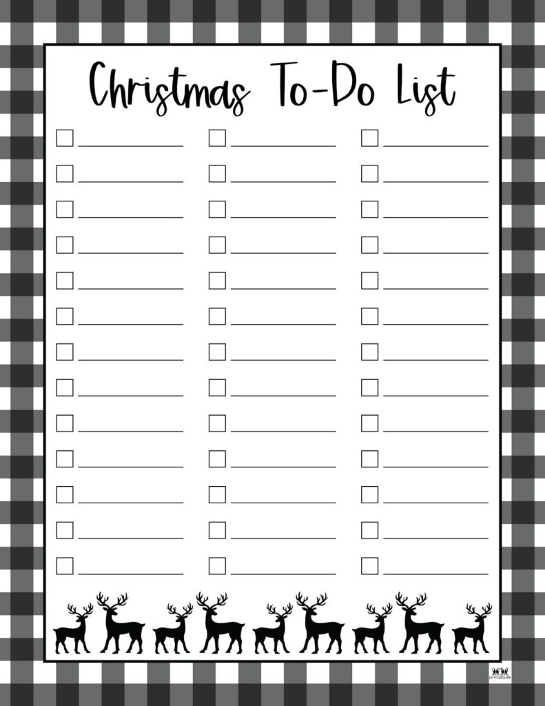 Christmas To Do Lists - 10 Free Lists | Printabulls with Printable Christmas List Black and White