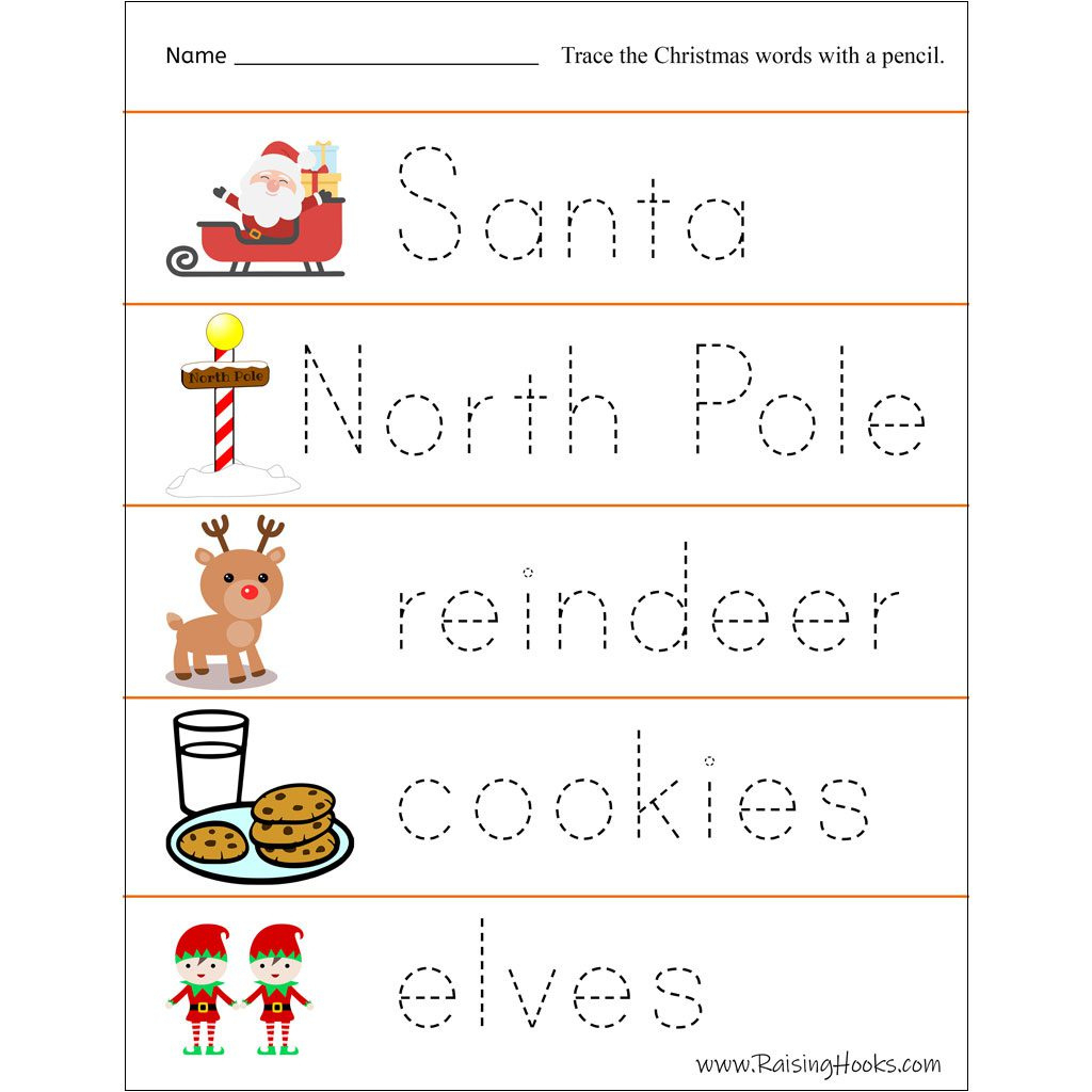 Christmas Tracing Worksheets - Raising Hooks regarding Free Printable Christmas Tracing Worksheets