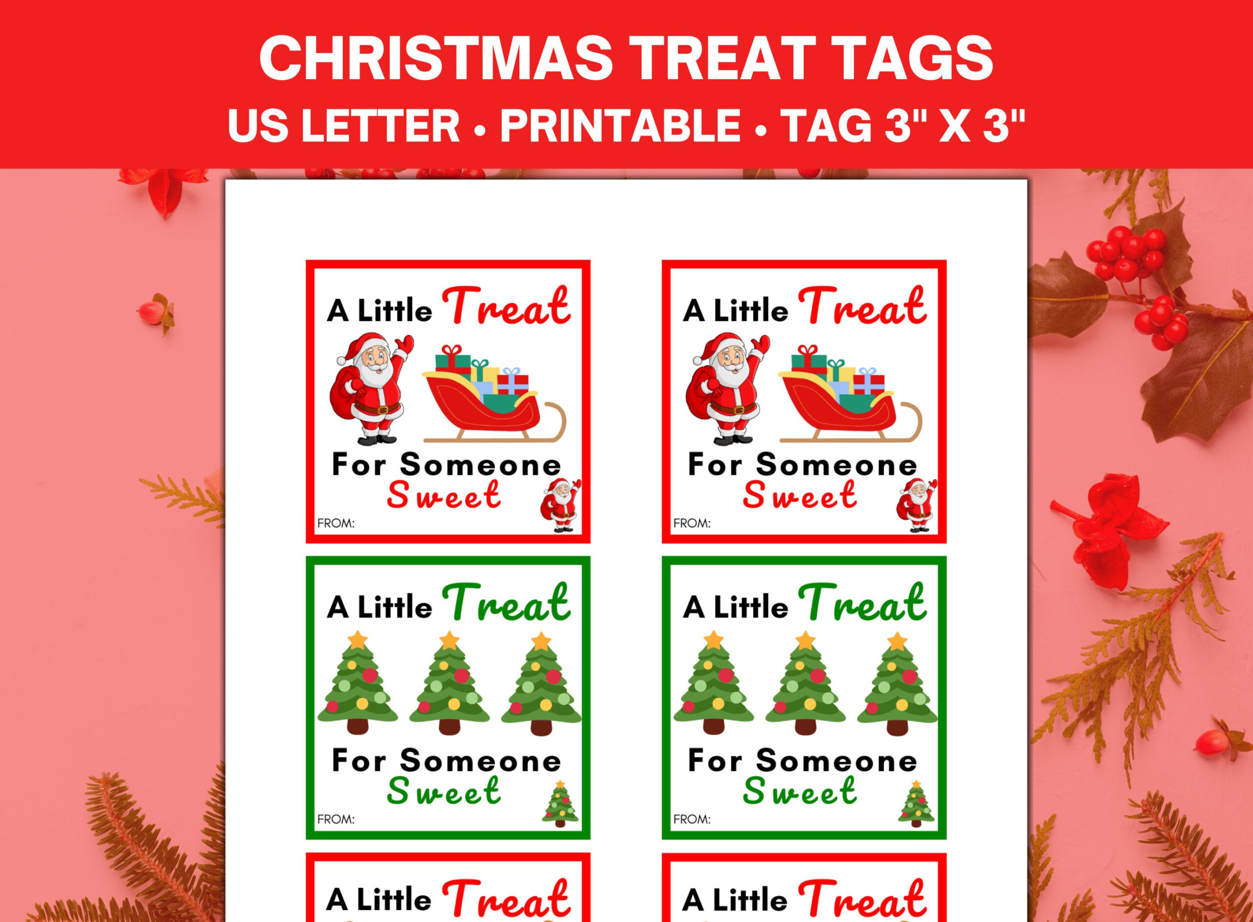 Christmas Treat Tags Printable Gift Tags, A Little Treat For throughout Christmas Treat Tags Printable