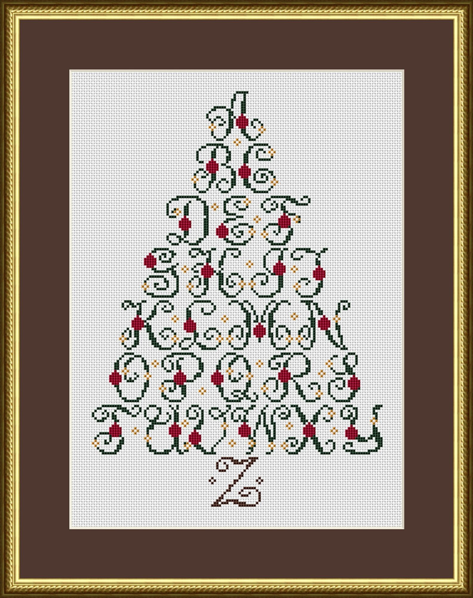 Christmas Tree Alphabet Sampler Cross Stitch Pattern 1182 inside Printable Christmas Cross Stitch Patterns