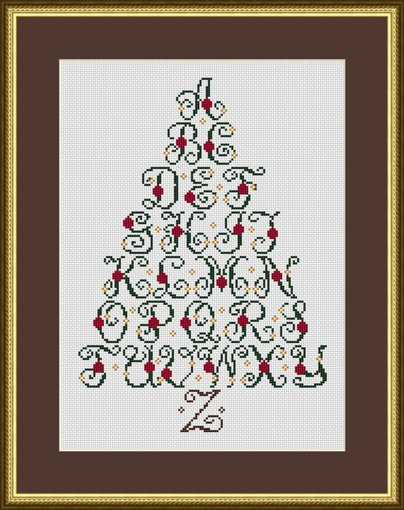 Christmas Tree Alphabet Sampler Cross Stitch Pattern 1182 pertaining to Free Printable Christmas Cross Stitch Letters