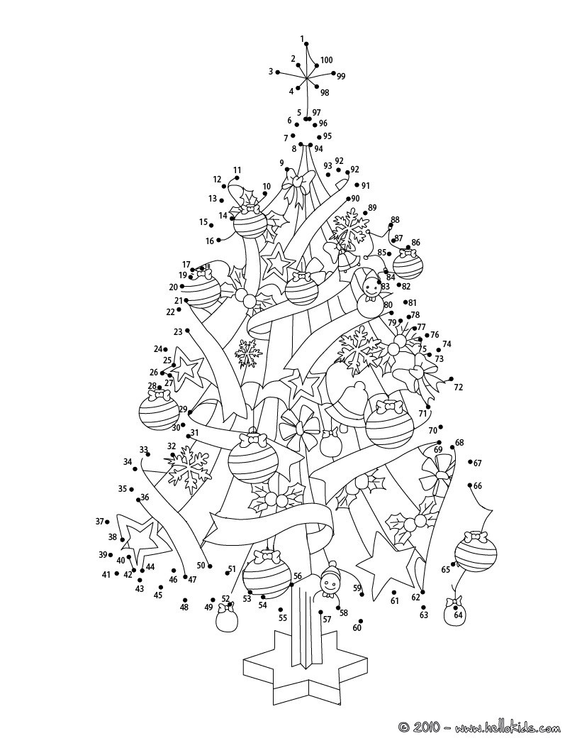 Christmas Tree Coloring Pages - Hellokids - Worksheets Library within Hard Christmas Dot To Dot Printable