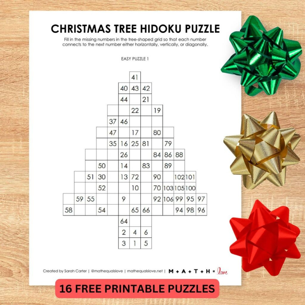 Christmas Tree Hidato Puzzles [Free Printable Pdf] with regard to Christmas Tree Puzzle Printable