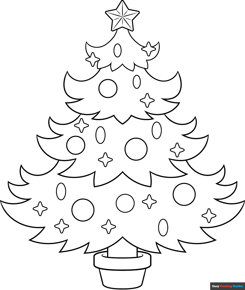Christmas Tree Outline Coloring Page | Easy Drawing Guides with regard to Free Printable Christmas Trees to Color