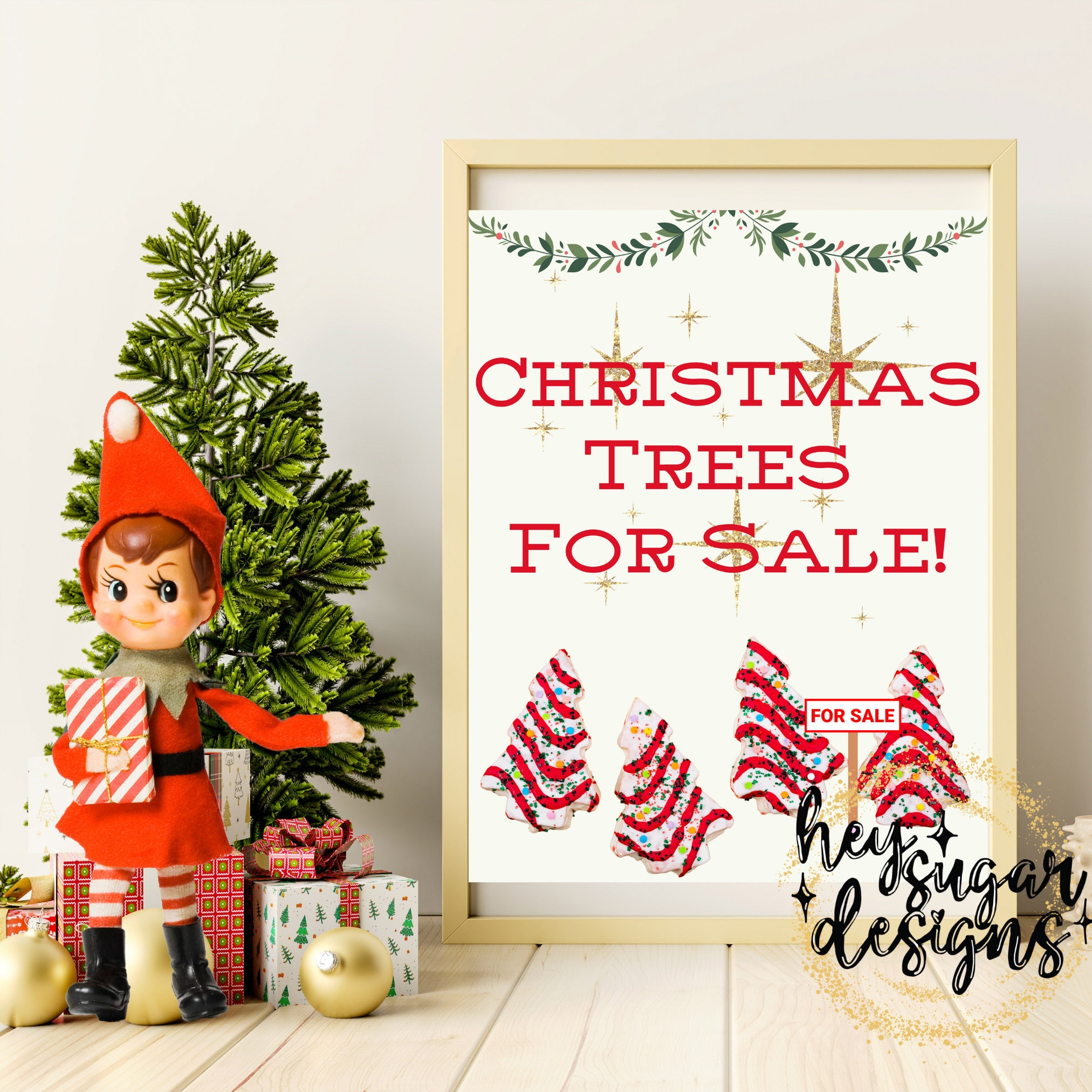 Christmas Trees For Sale Holiday Elf Sign | Christmas Tree Cakes pertaining to Elf on the Shelf Christmas Tree Farm Printable