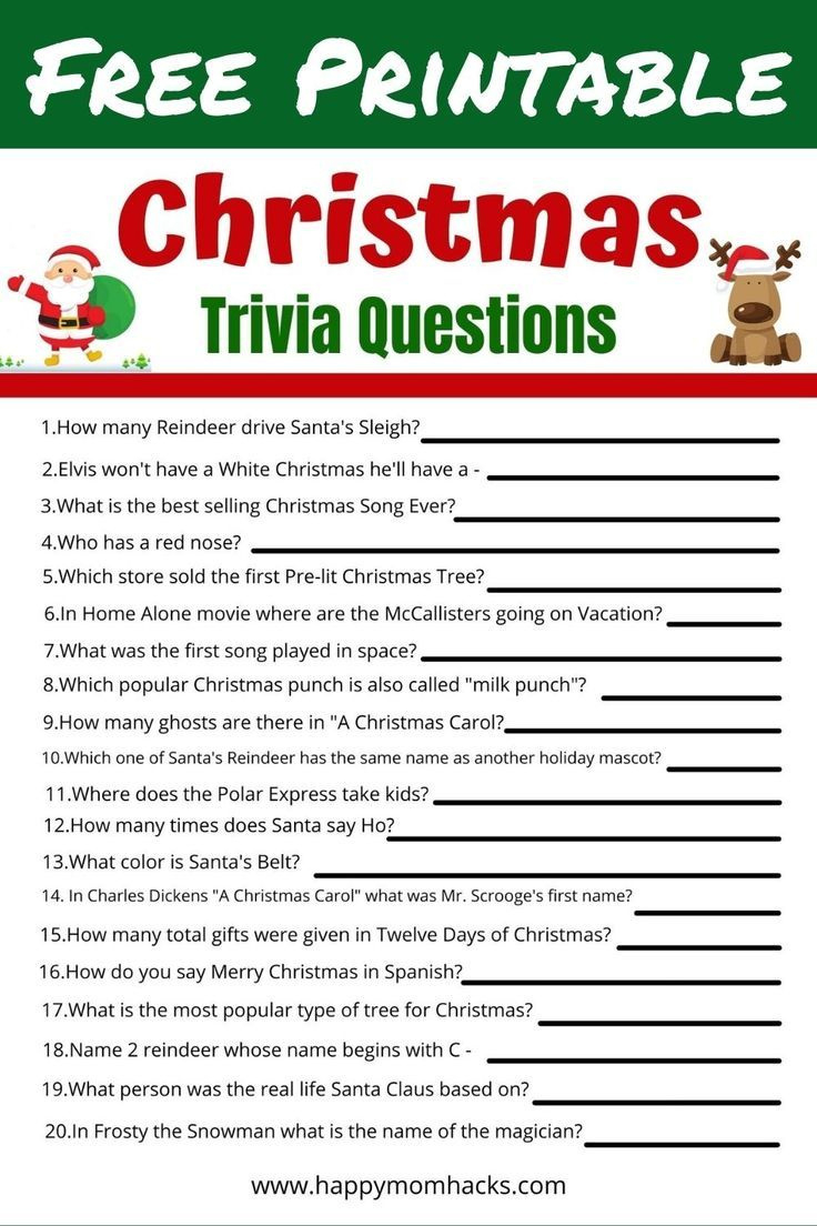 Christmas Trivia Quiz Questions & Answers For Kids Free Printable with Christmas Trivia Questions Printable Free