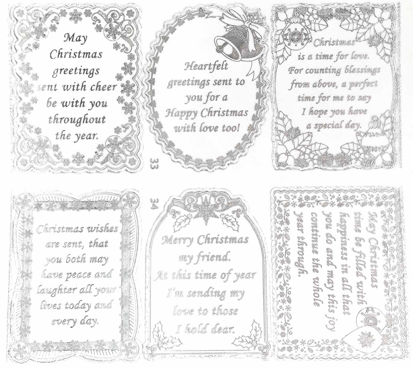 Christmas Verses Transparent Silver Double Embossed Peel Off regarding Free Printable Christmas Card Sentiments