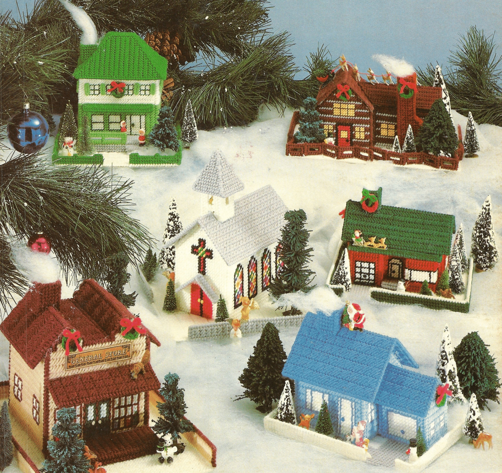 Christmas Village Plastic Canvas Pattern Book Instant Digital throughout Free Printable Plastic Canvas Christmas Village Patterns