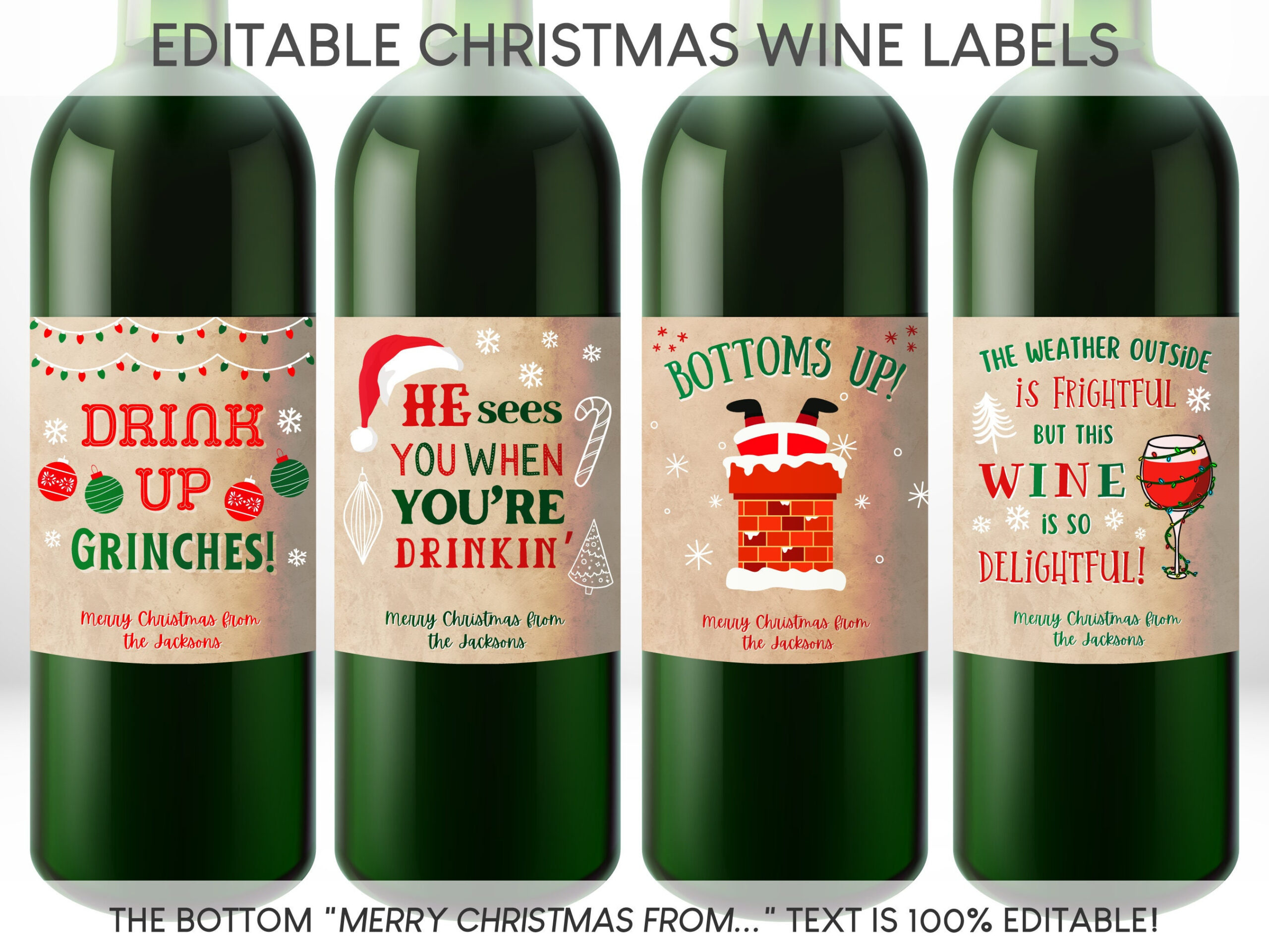 Christmas Wine Labels Printable, Funny Christmas Wine Labels for Christmas Wine Labels Printable