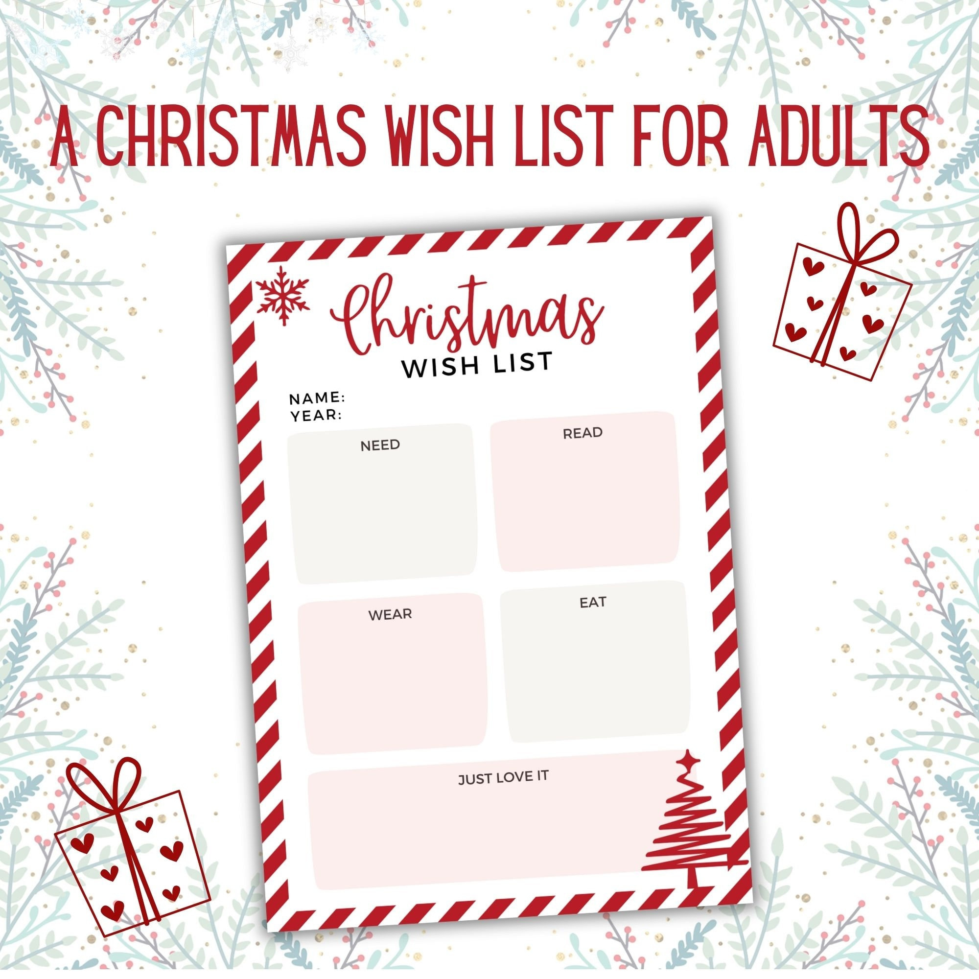 Christmas Wish List For Adults - Printable Pdf - Christmas Wish regarding Printable Christmas List For Adults