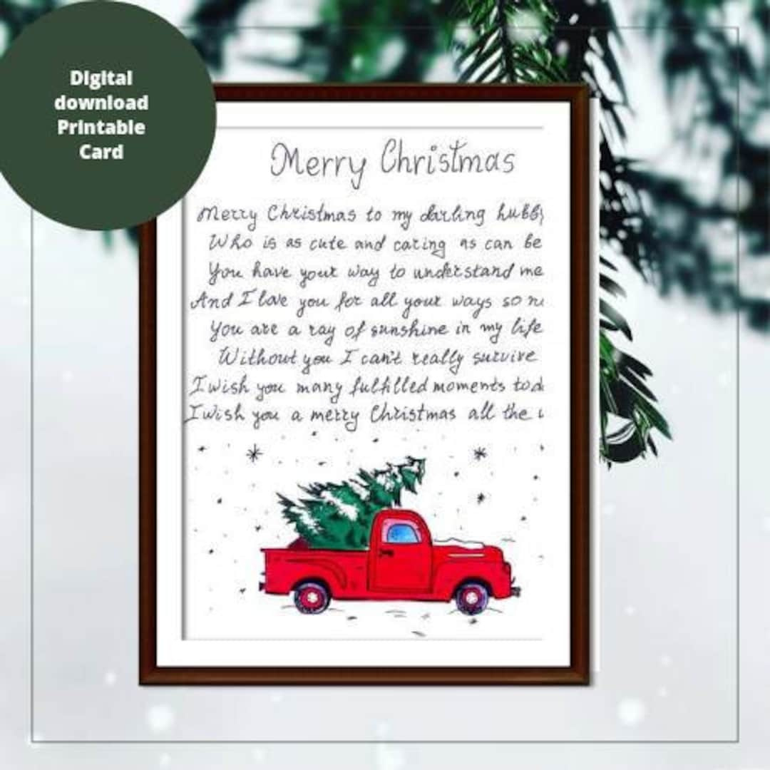 Christmas Wishes For My Husband Husband Christmas Gift Printable intended for Husband Christmas Card Free Printable