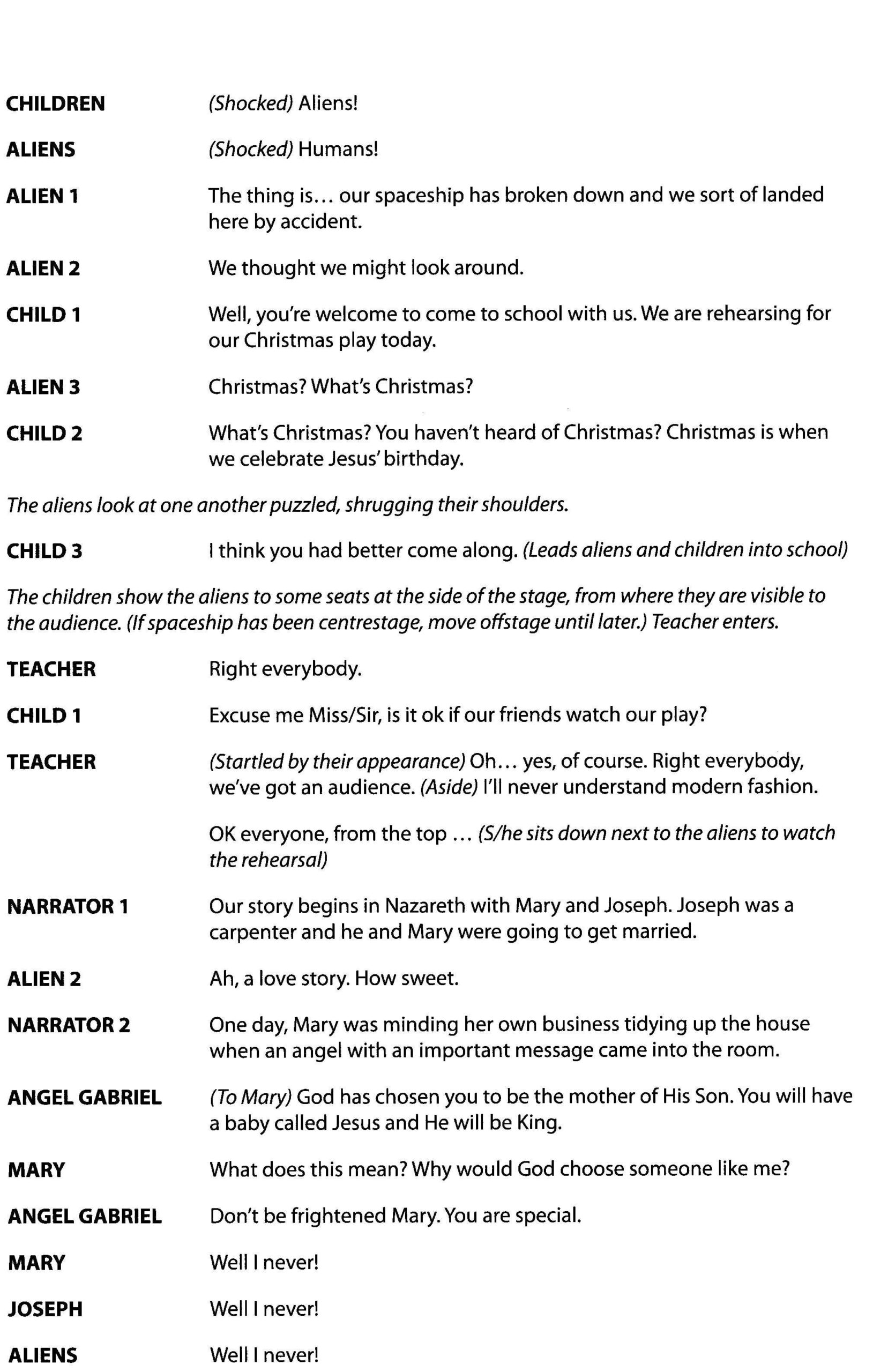Christmas With The Aliens | Alternative School Nativity within Free Printable Christmas Play Scripts For Adults