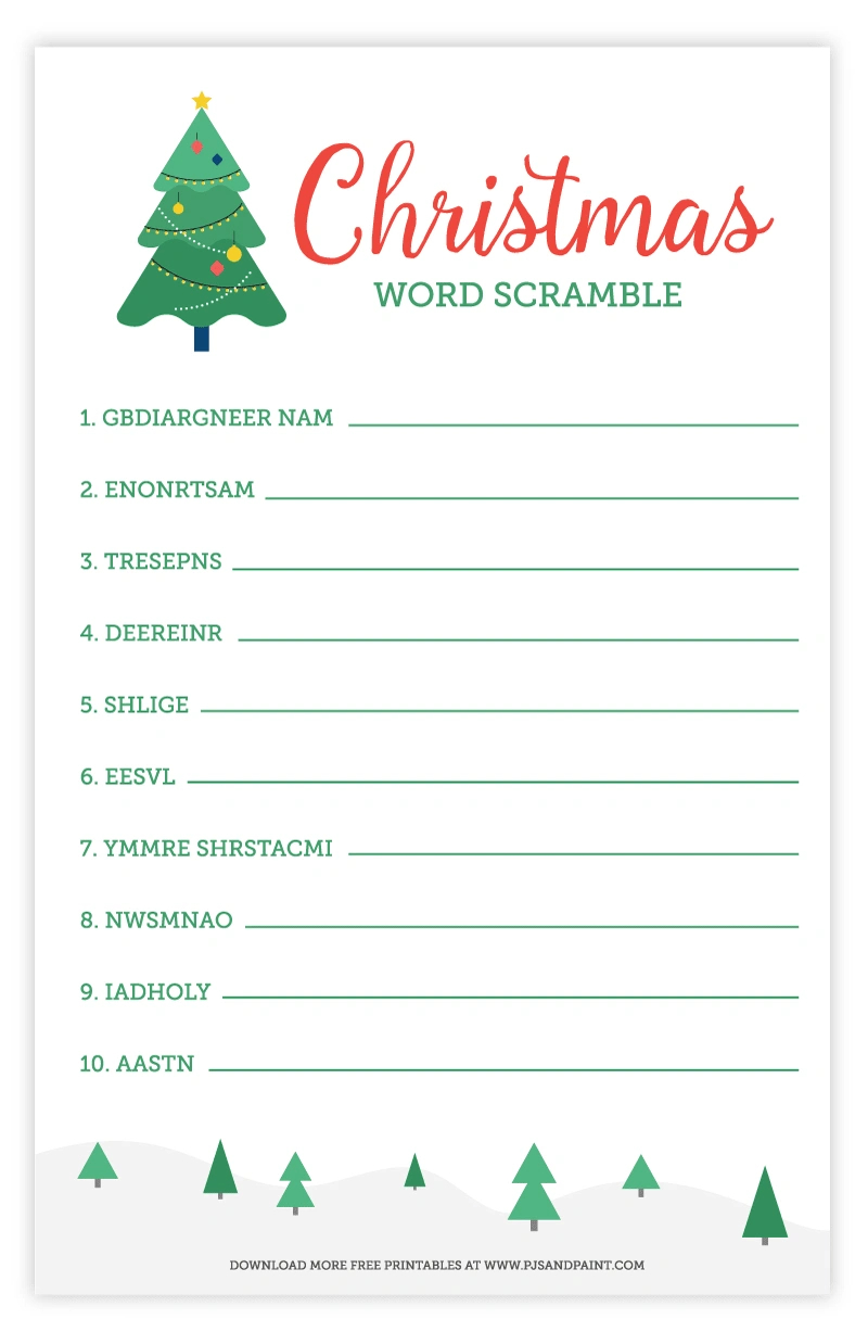 Christmas Word Scramble | Free Printable Christmas Activities with Free Printable Christmas Unscramble Words