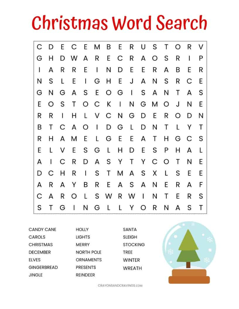Christmas Word Search Printable (For Kids Or Adults) in Christmas Word Search For Kids Free Printable