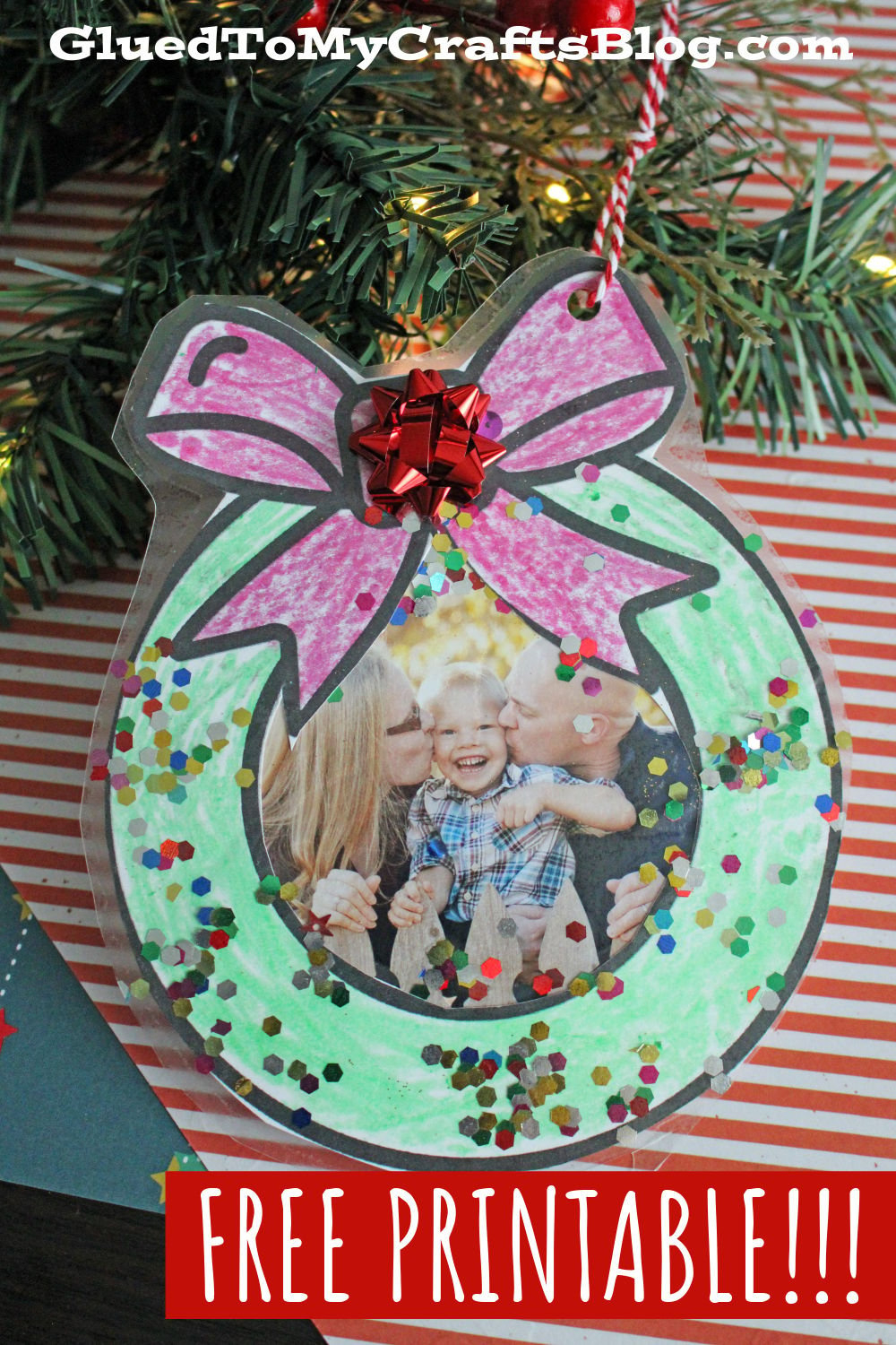 Christmas Wreath Photo Ornament pertaining to Printable Christmas Ornament Picture Frame