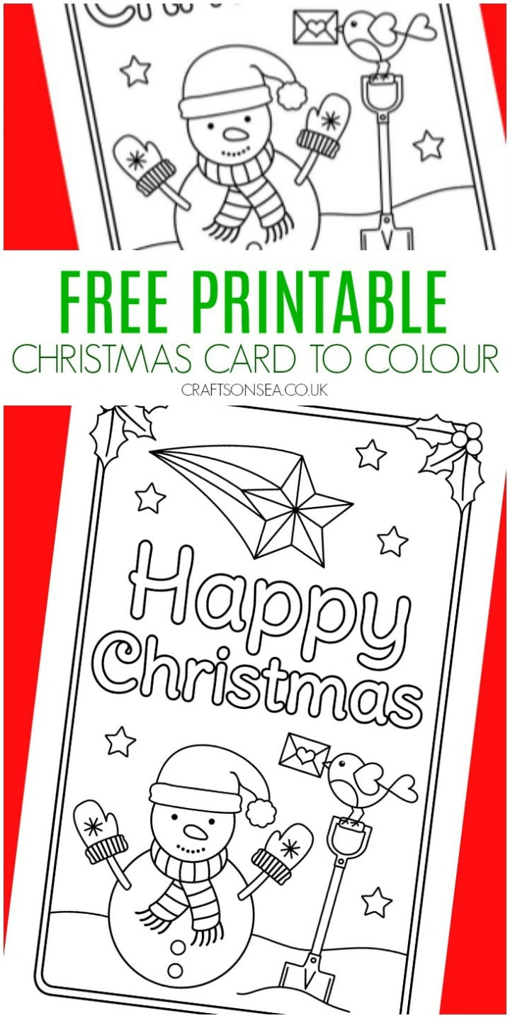Color In Christmas Card: Free Snowman Design - Crafts On Sea regarding Free Printable Christmas Card For Preschoolers