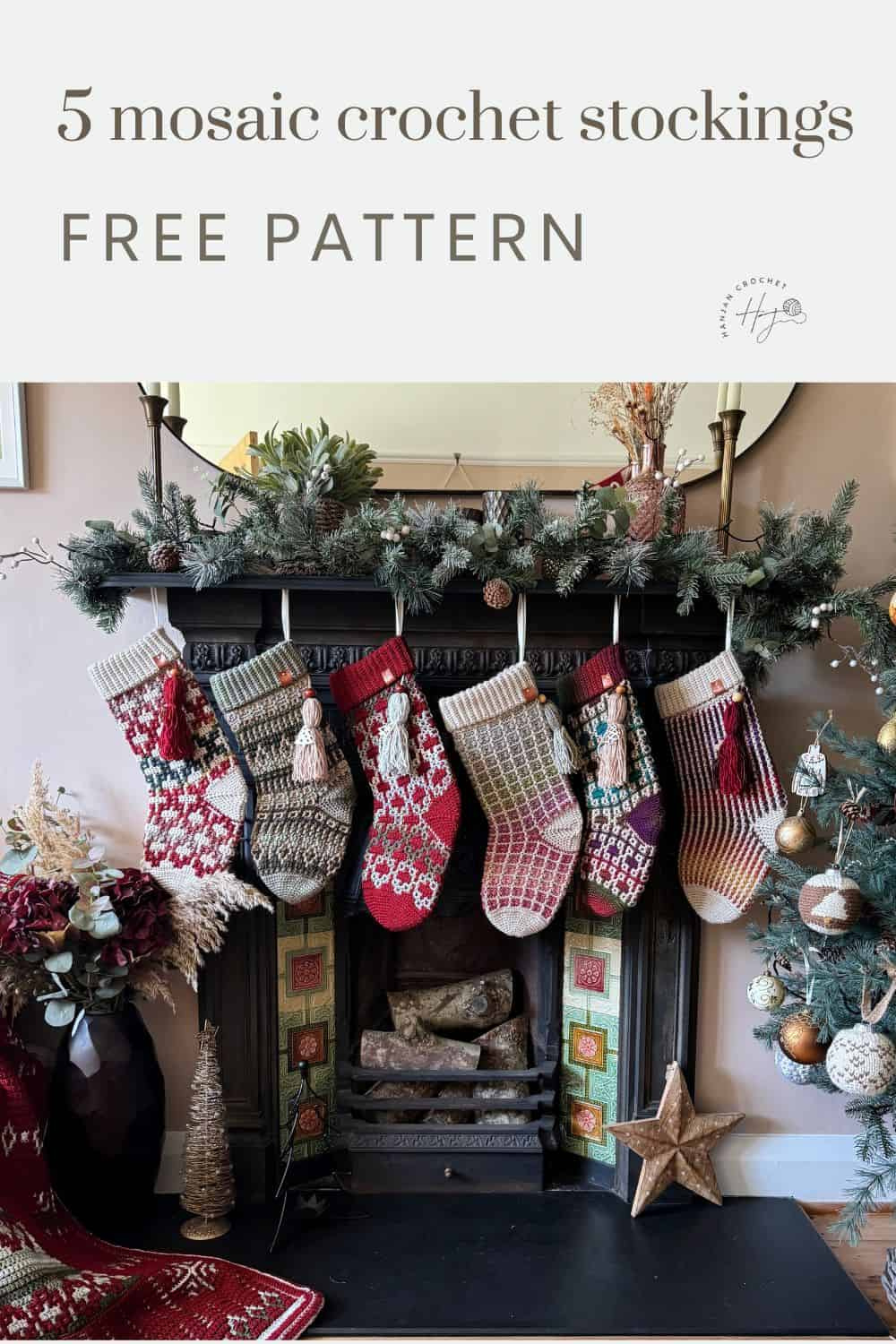 Crochet Christmas Stocking Pattern (5 Different Mosaic Designs throughout Free Printable Crochet Patterns For Christmas Stockings