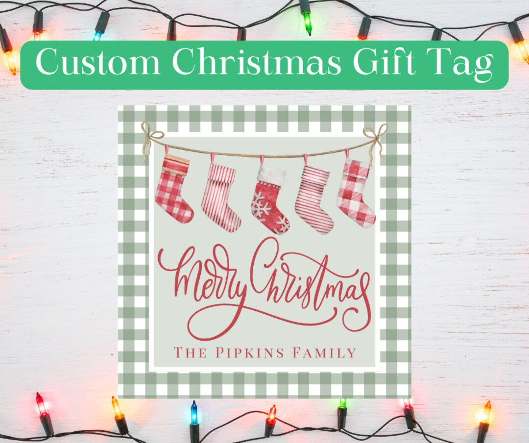 Custom Christmas Gift Tags - Printable Gift Tags - Stockings, Red throughout Custom Christmas Tags Printable