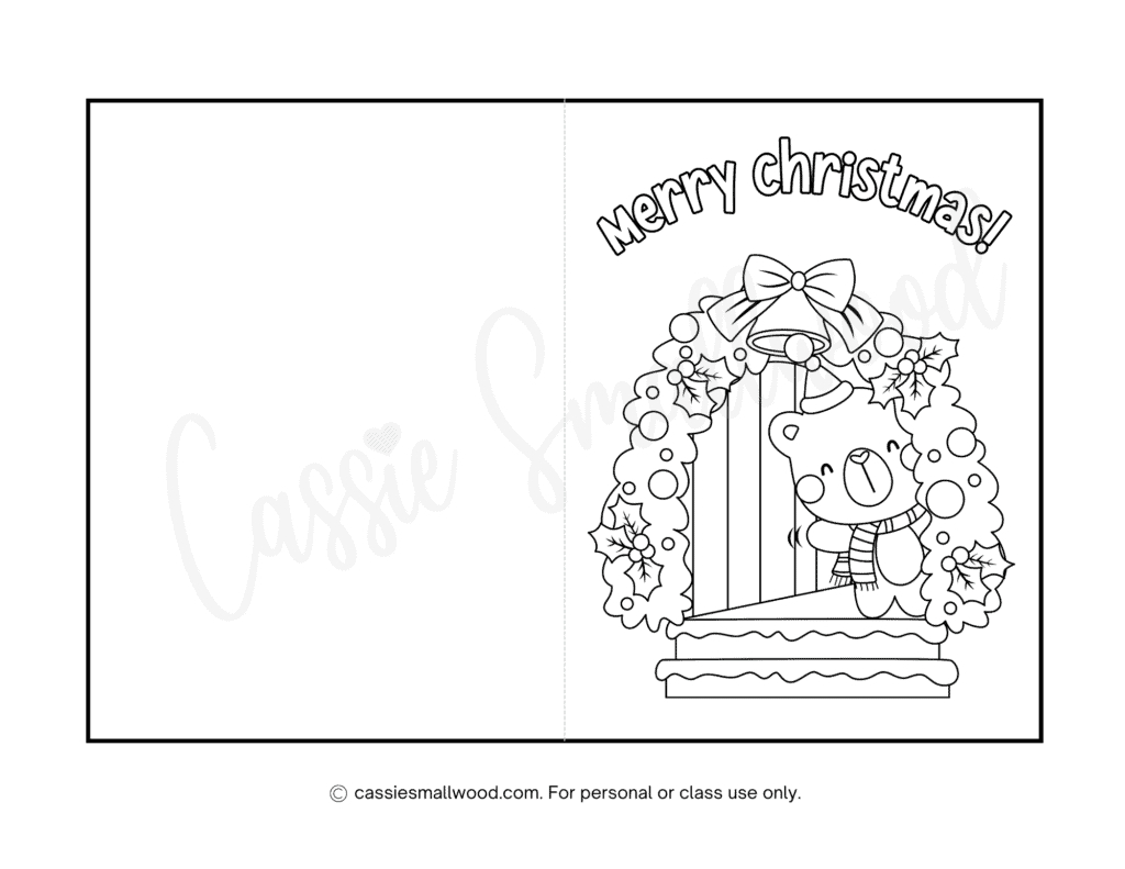 Cute Christmas Cards To Color - Cassie Smallwood for Free Printable Printable Christmas Card To Color