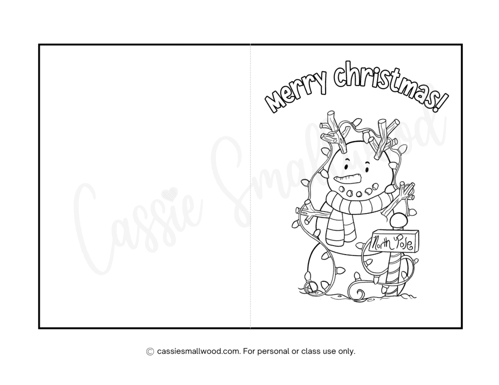Cute Christmas Cards To Color - Cassie Smallwood with regard to Free Printable Christmas Card For Kids to Color