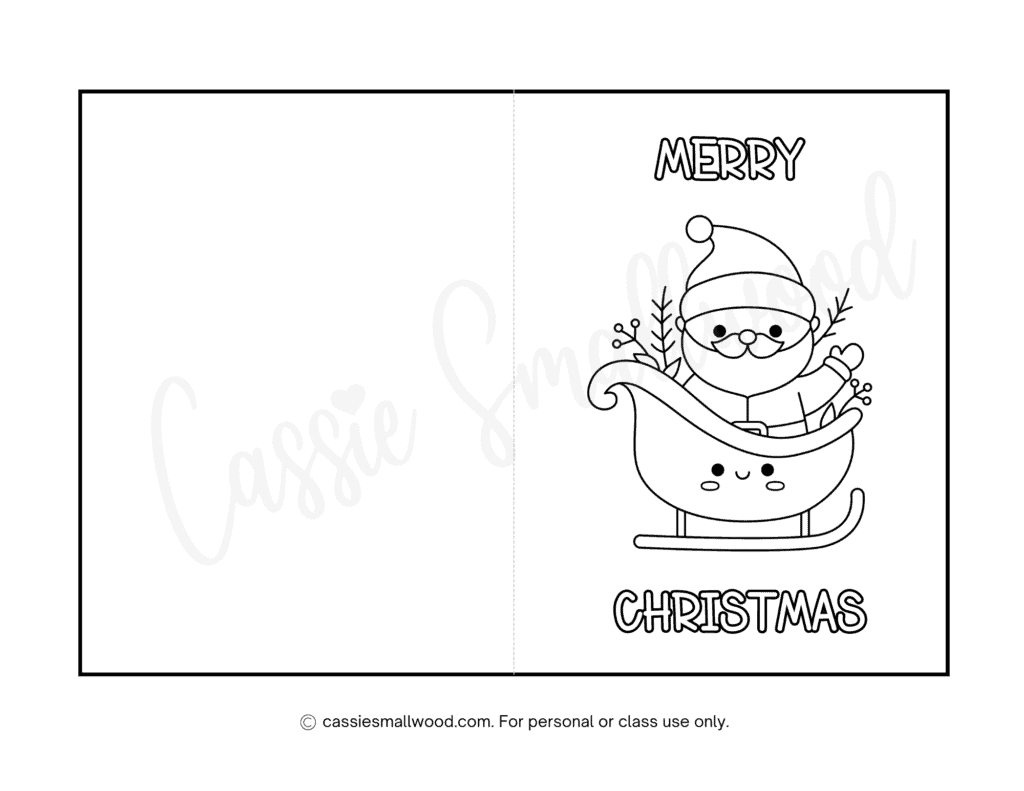 Cute Christmas Cards To Color - Cassie Smallwood with regard to Printable Black And White Christmas Card