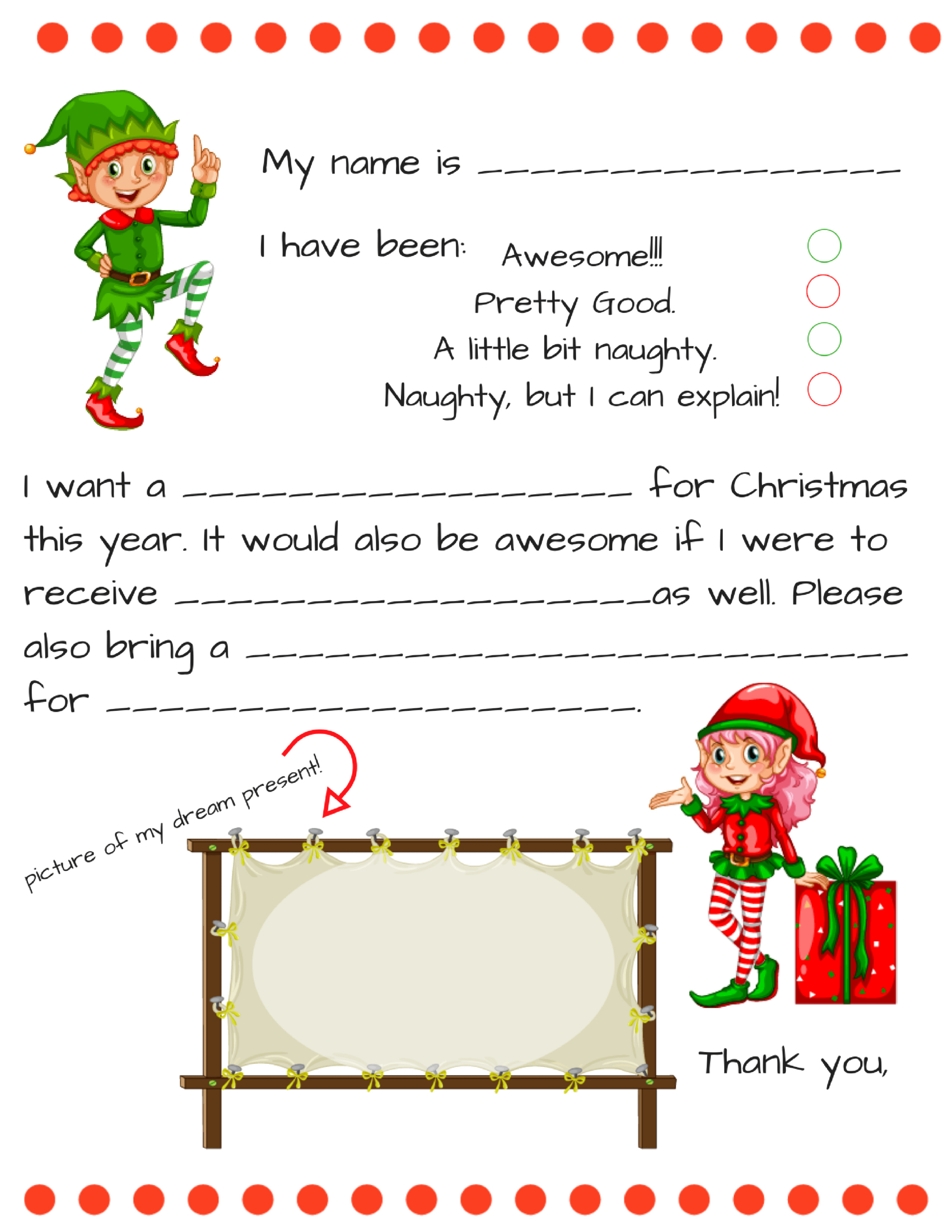 Dear Santa Fill In Letter Template - Momdot inside Printable Christmas Fill in the Blank