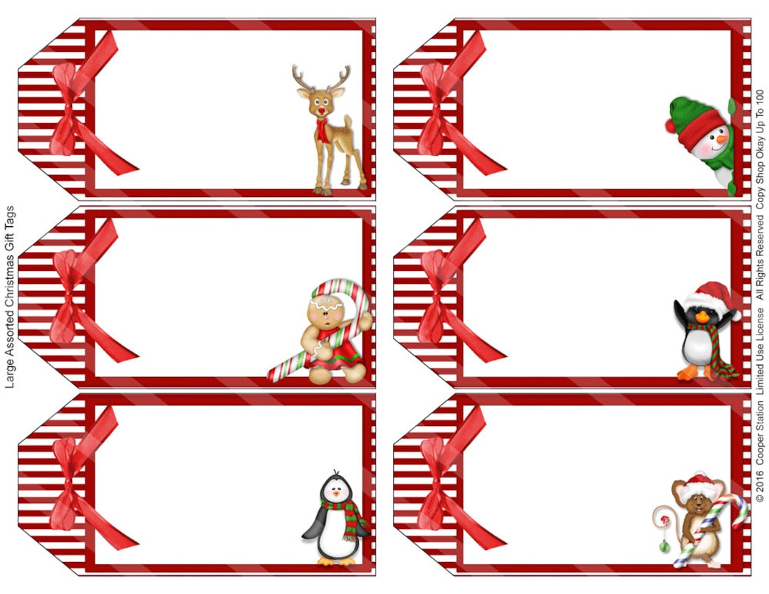 Digital Printable Assorted Large Holiday Gift Tags - Christmas in Large Printable Christmas Tags