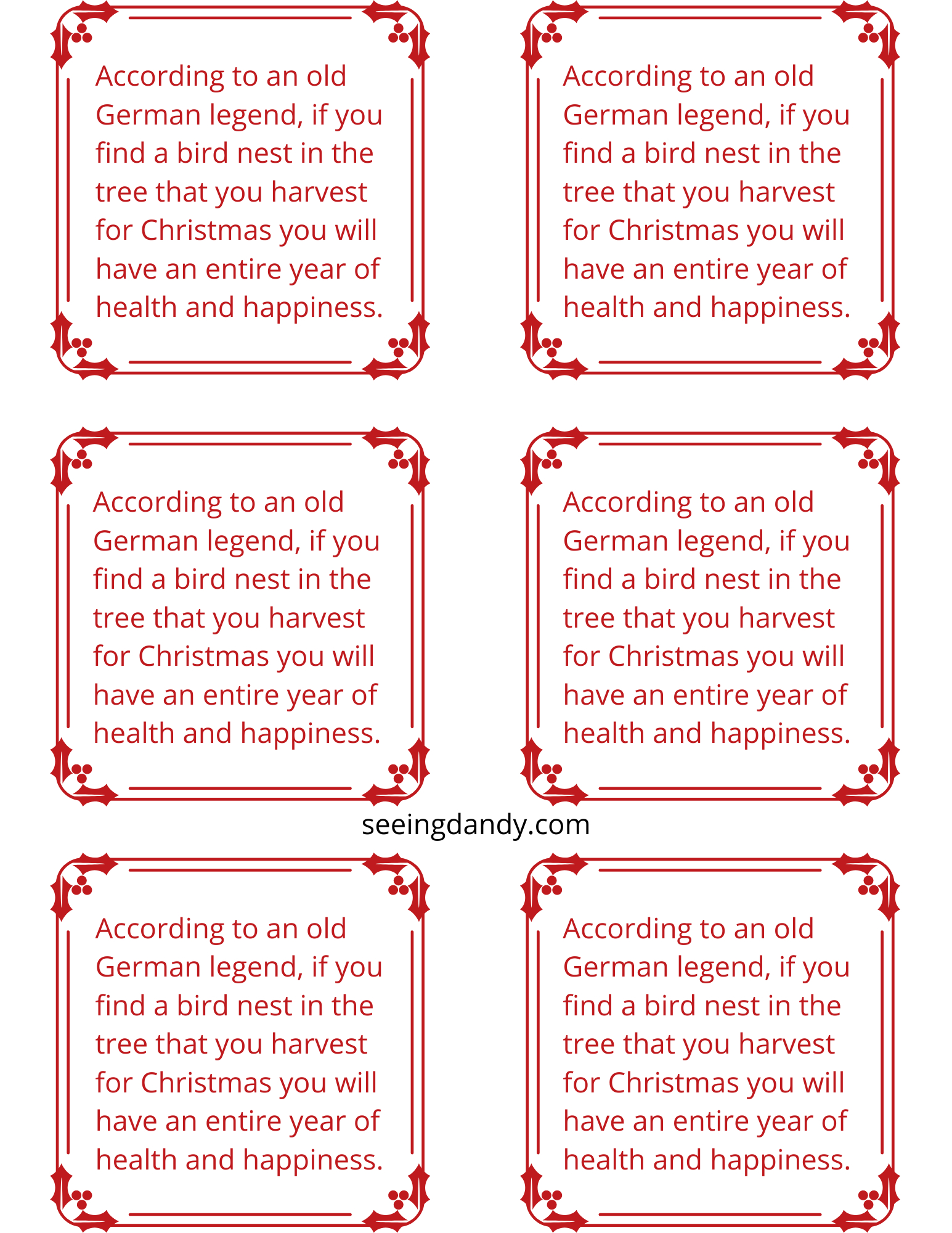 Diy Bird Nest Christmas Tree Ornament German Legend - Seeing Dandy throughout Legend of the Christmas Tree Printable