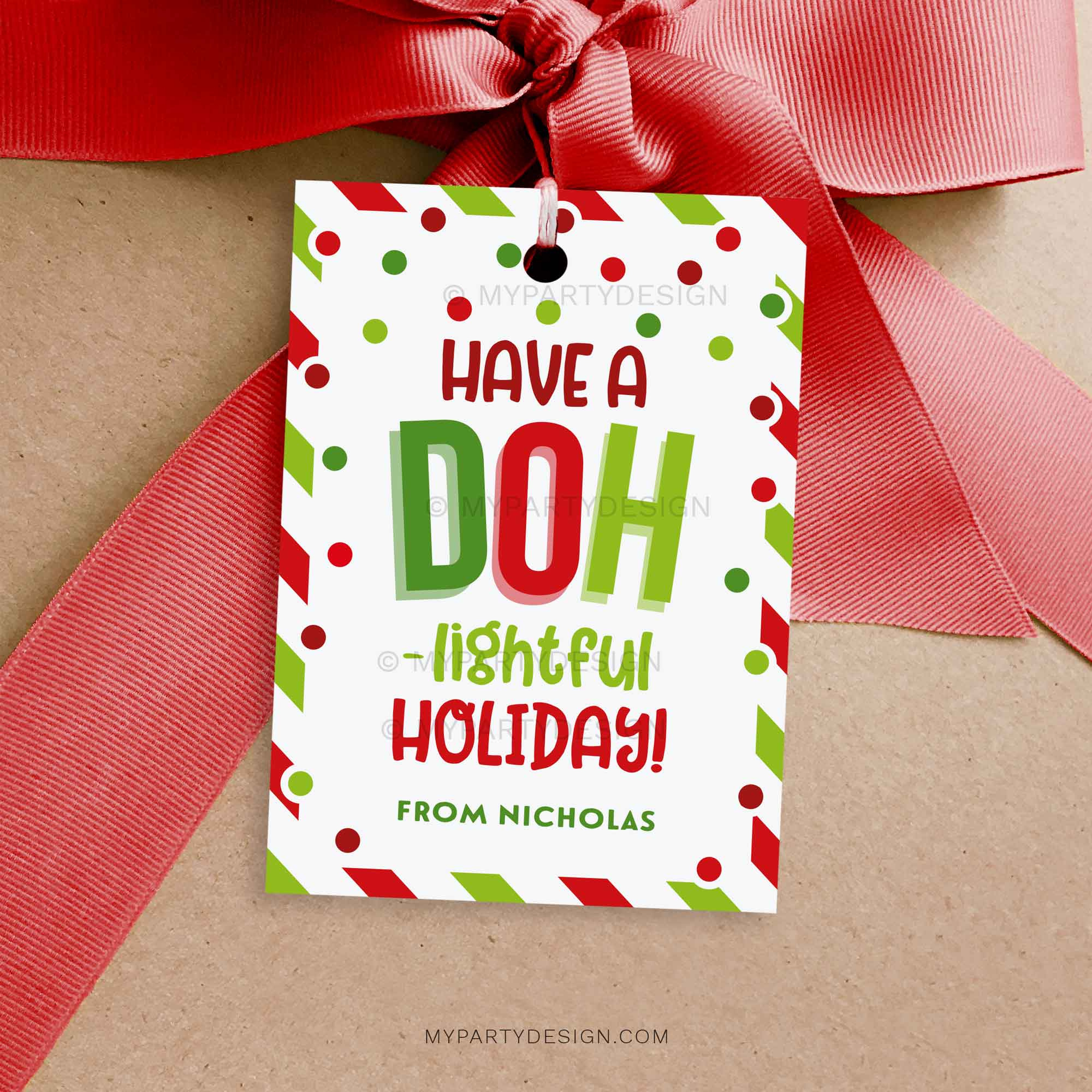 Doh-Lightful Holiday Play Dough Gift Tag, Printable Pdf - My Party with Have A Dough Lightful Christmas Free Printable