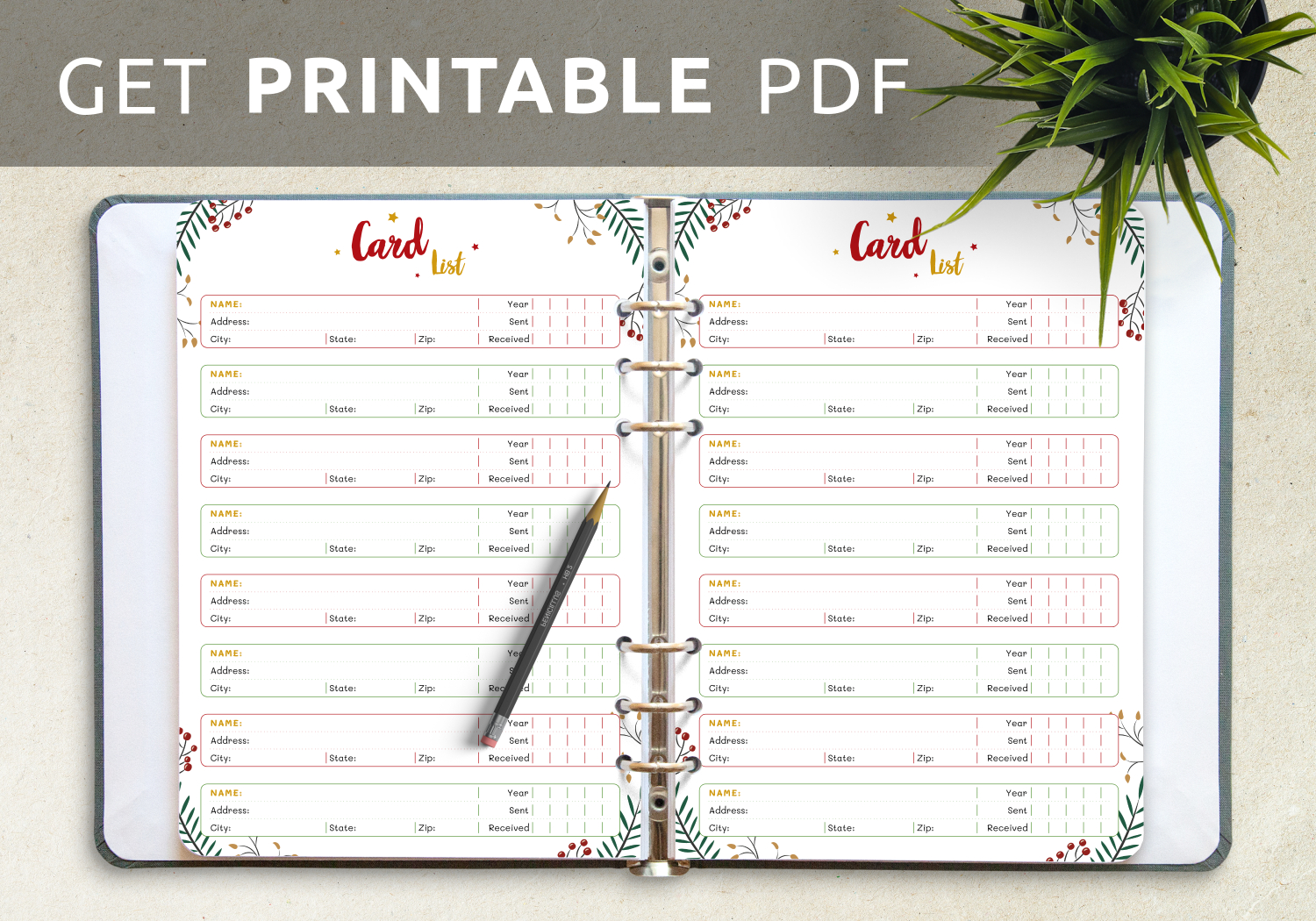 Download Printable Christmas Style - Card List Pdf regarding Printable Christmas Card List Template