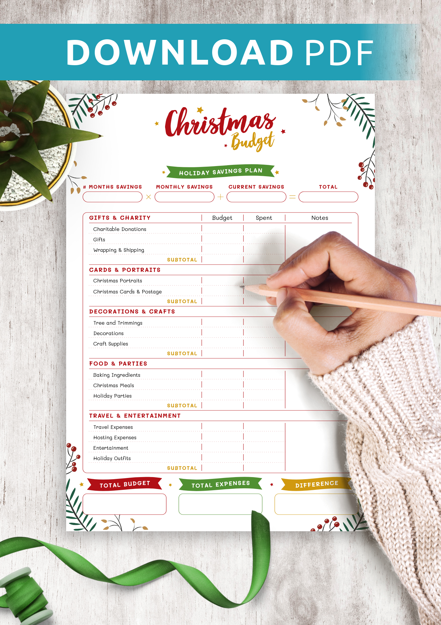 Download Printable Christmas Style - Christmas Budget Pdf throughout Free Printable Christmas Budget Planner