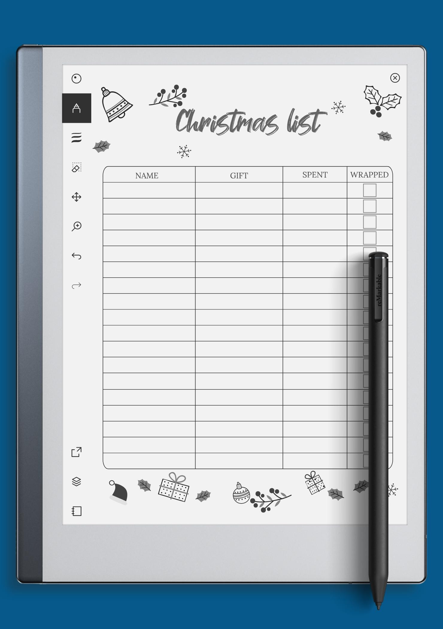 Download Printable Classic White Christmas List Template Pdf within Printable Christmas List Maker