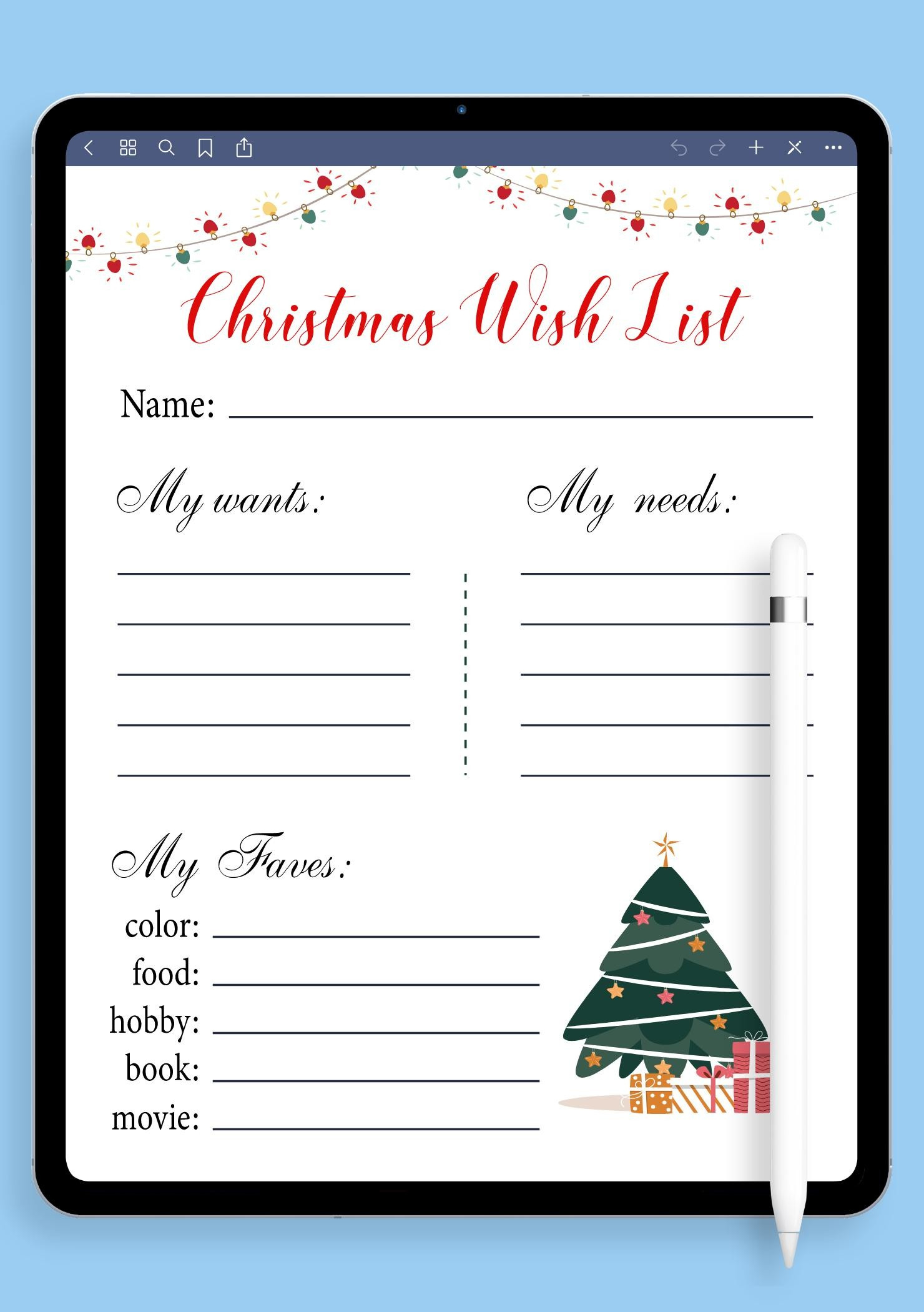 Download Printable White Christmas Wish List Template Pdf for Printable Christmas List For Adults