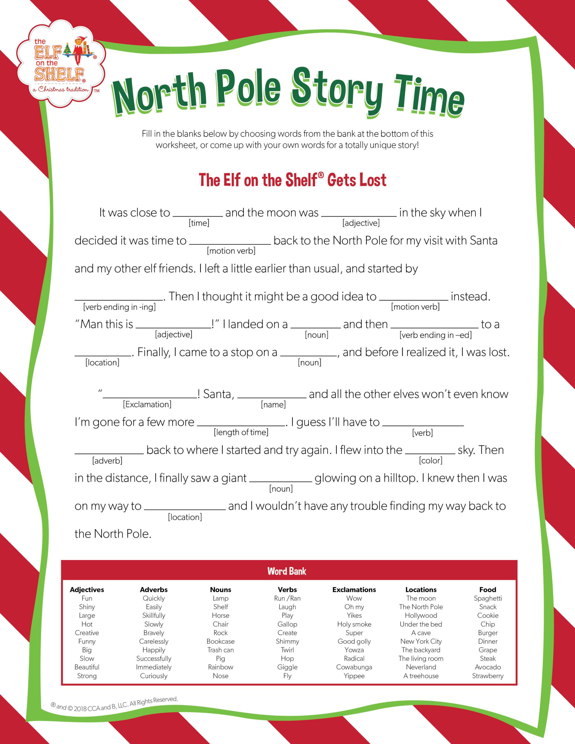 Download These Free Ad Libs For Family Story Time | The Elf On The intended for Fill In The Blank Christmas Stories Printable