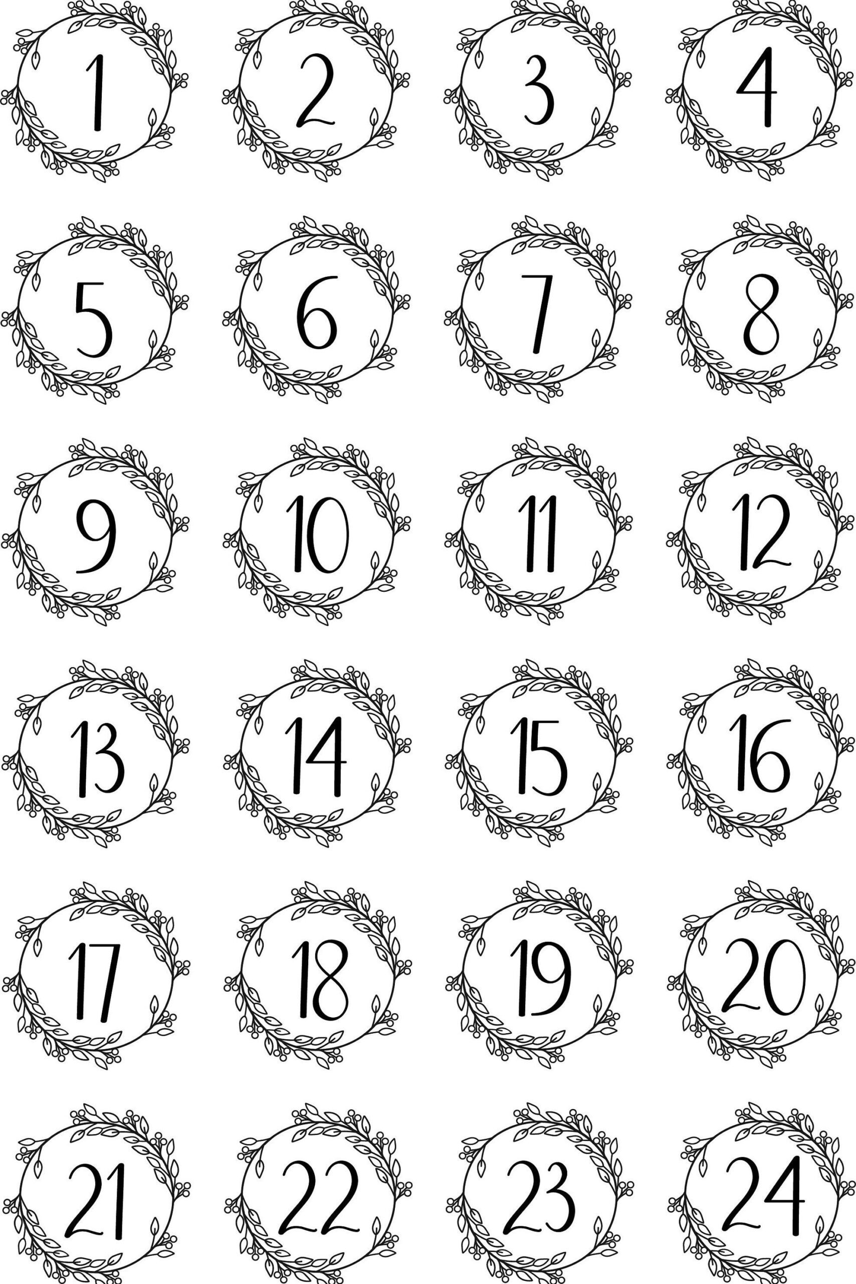 Downloadable Advent Numbers, 1-24, Pdf Download, Christmas Pdf in Printable Christmas Numbers 1-24