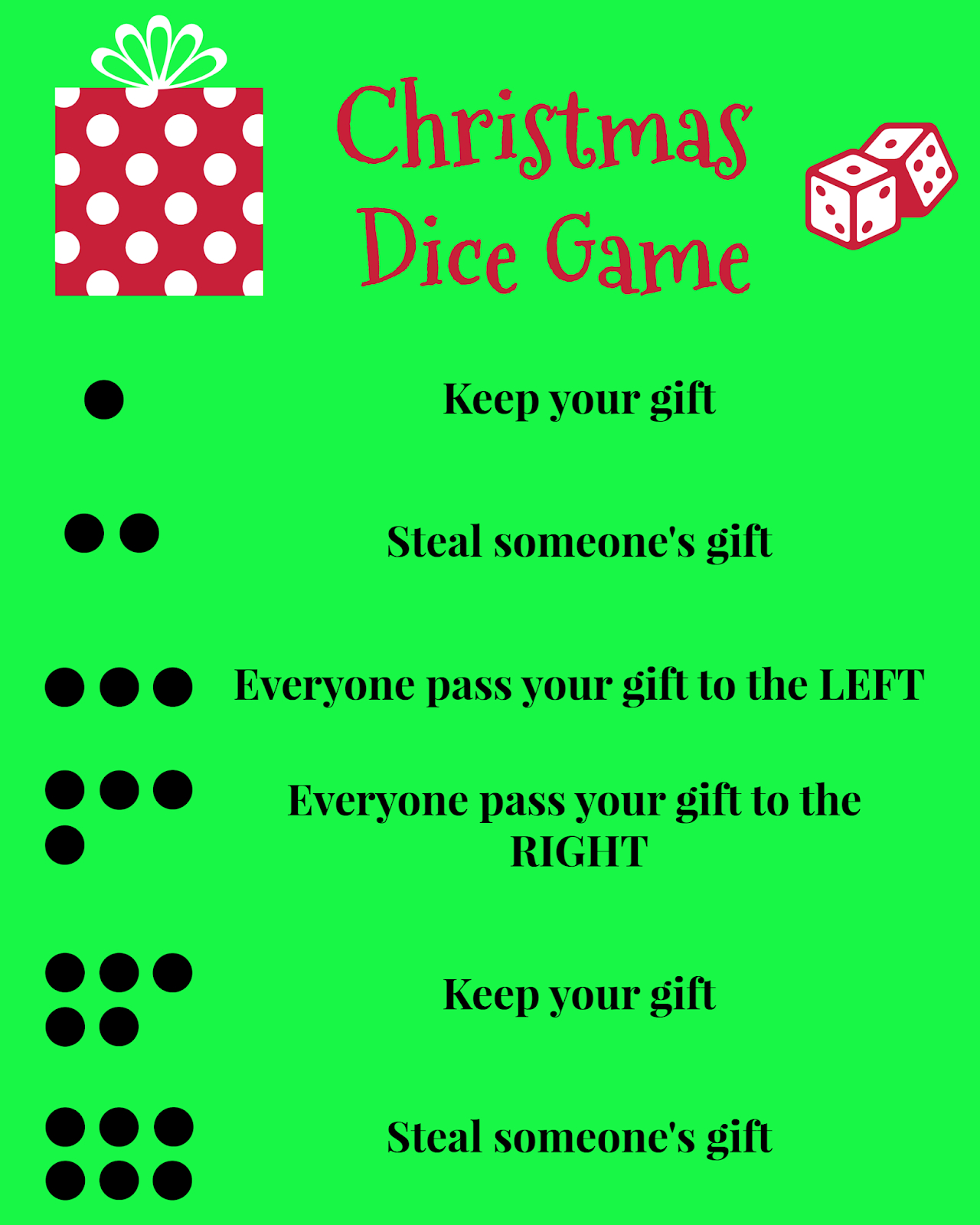East Coast Mommy: Christmas Dice Game A Family Christmas Gift in Printable Christmas Dice Games
