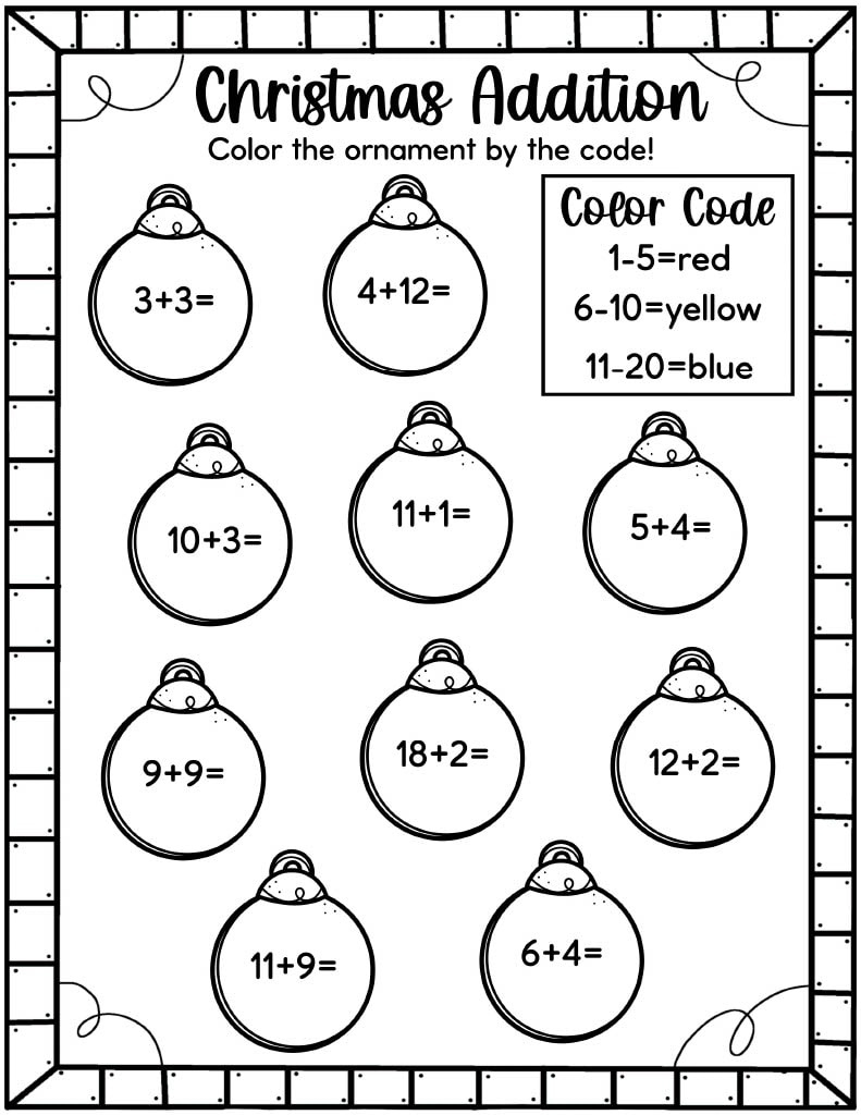 Easy Christmas Math Worksheets - Free! - Kids Activity Zone inside Free Christmas Math Printable