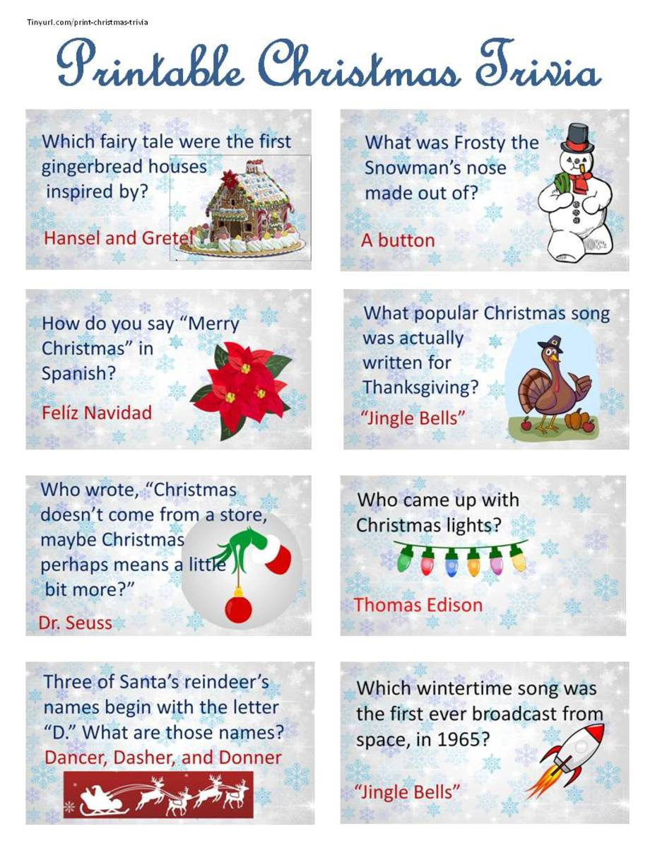 Easy Christmas Trivia Printable Cards And Slideshow - Hubpages with Christmas Trivia Card Printable